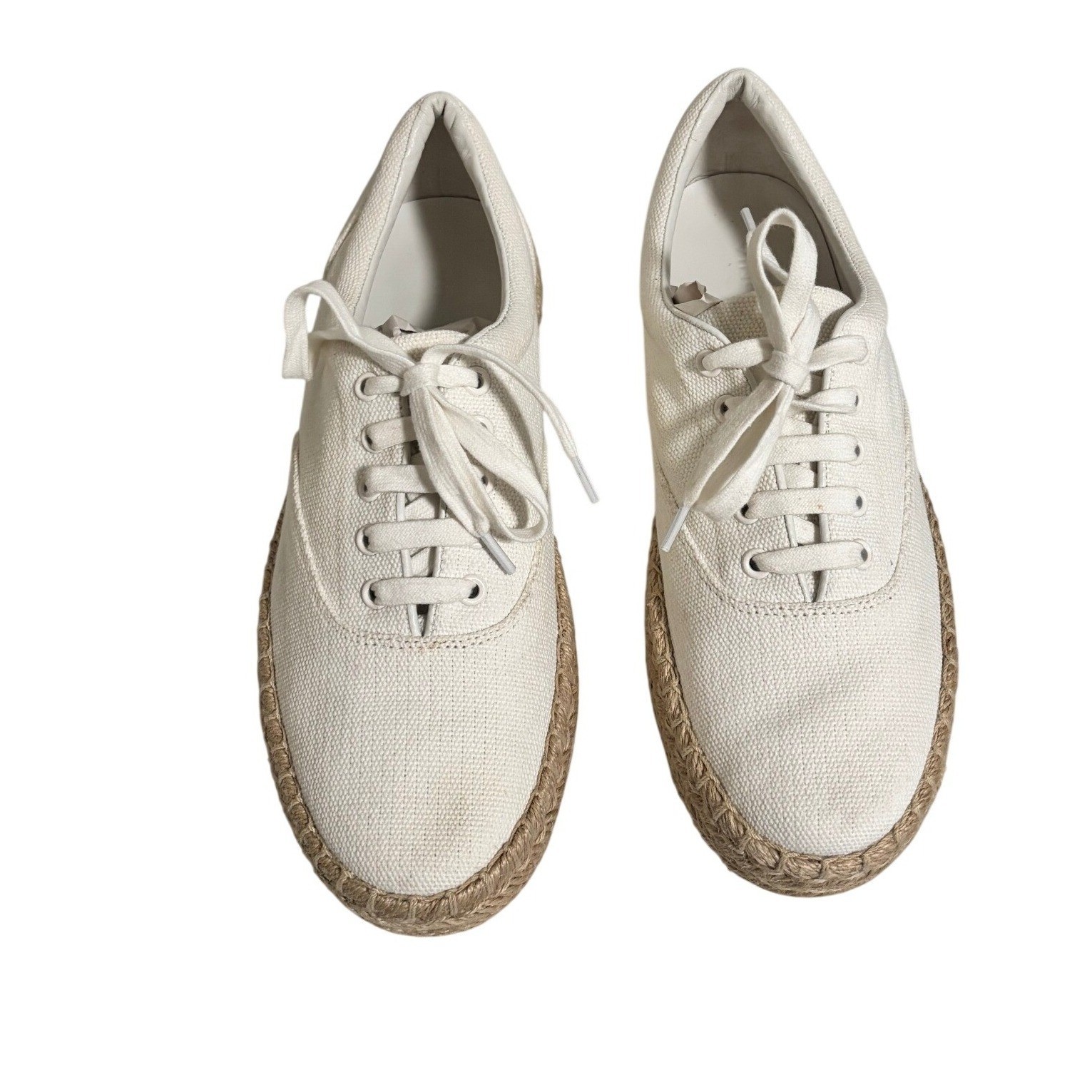 Vince Women Canvas Espadrille Sneakers White Lace Up Platform Size 9