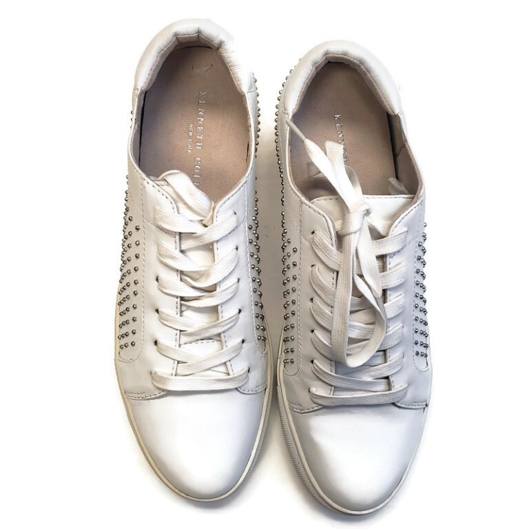 Kenneth Cole Kam 3 Womens Size 7.5 White Leather Fashion Sneakers Shoes Flat New