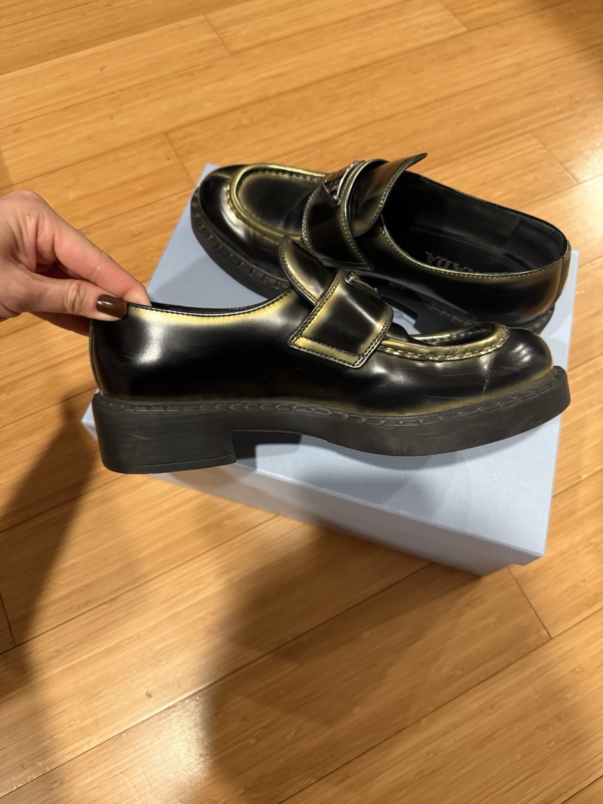 Prada Ombré Leather Loafers