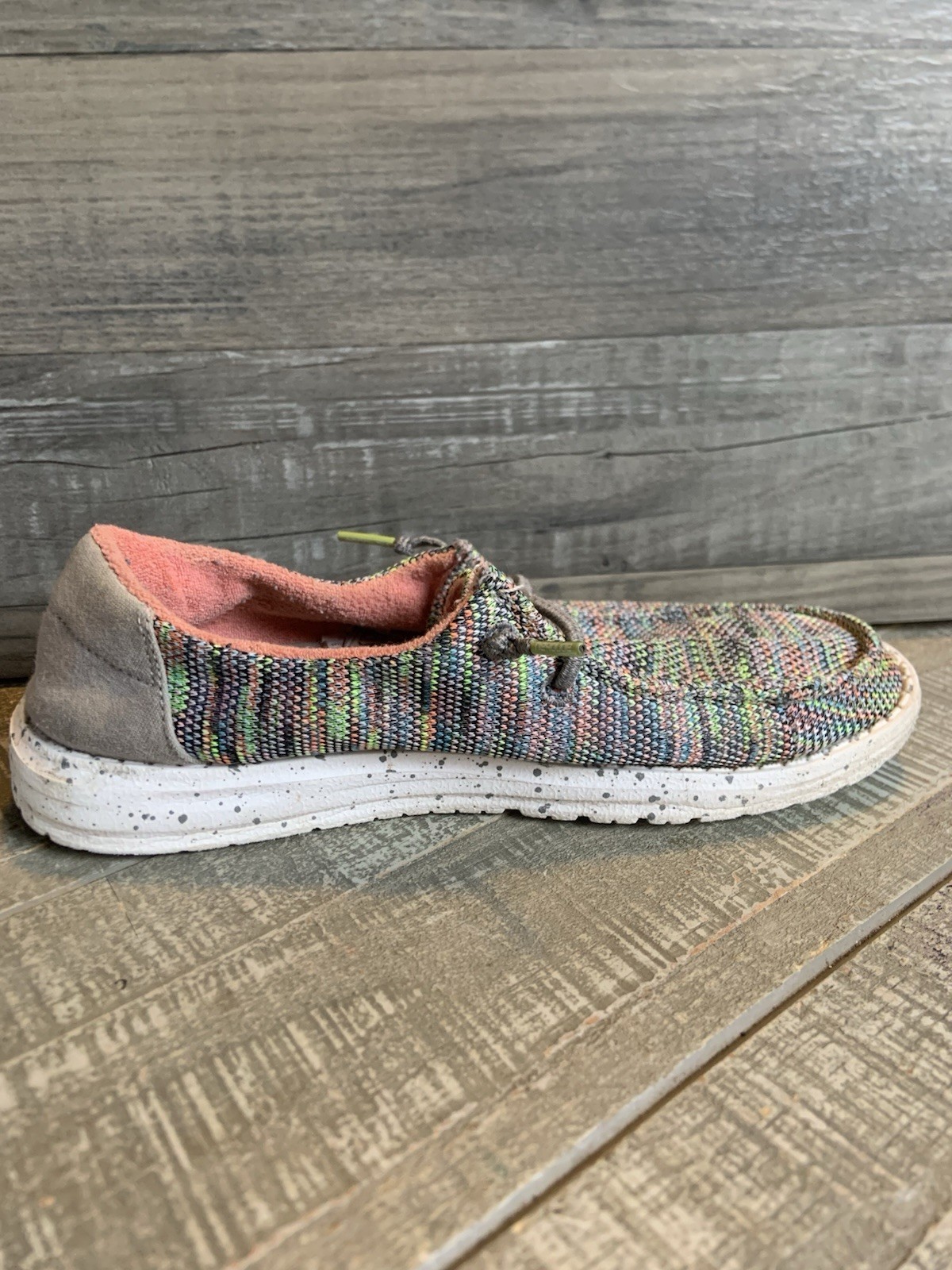 Hey Dude Wendy Sox Aurora White Rainbow Women’s Size 6 Slip On Loafer Sneakers