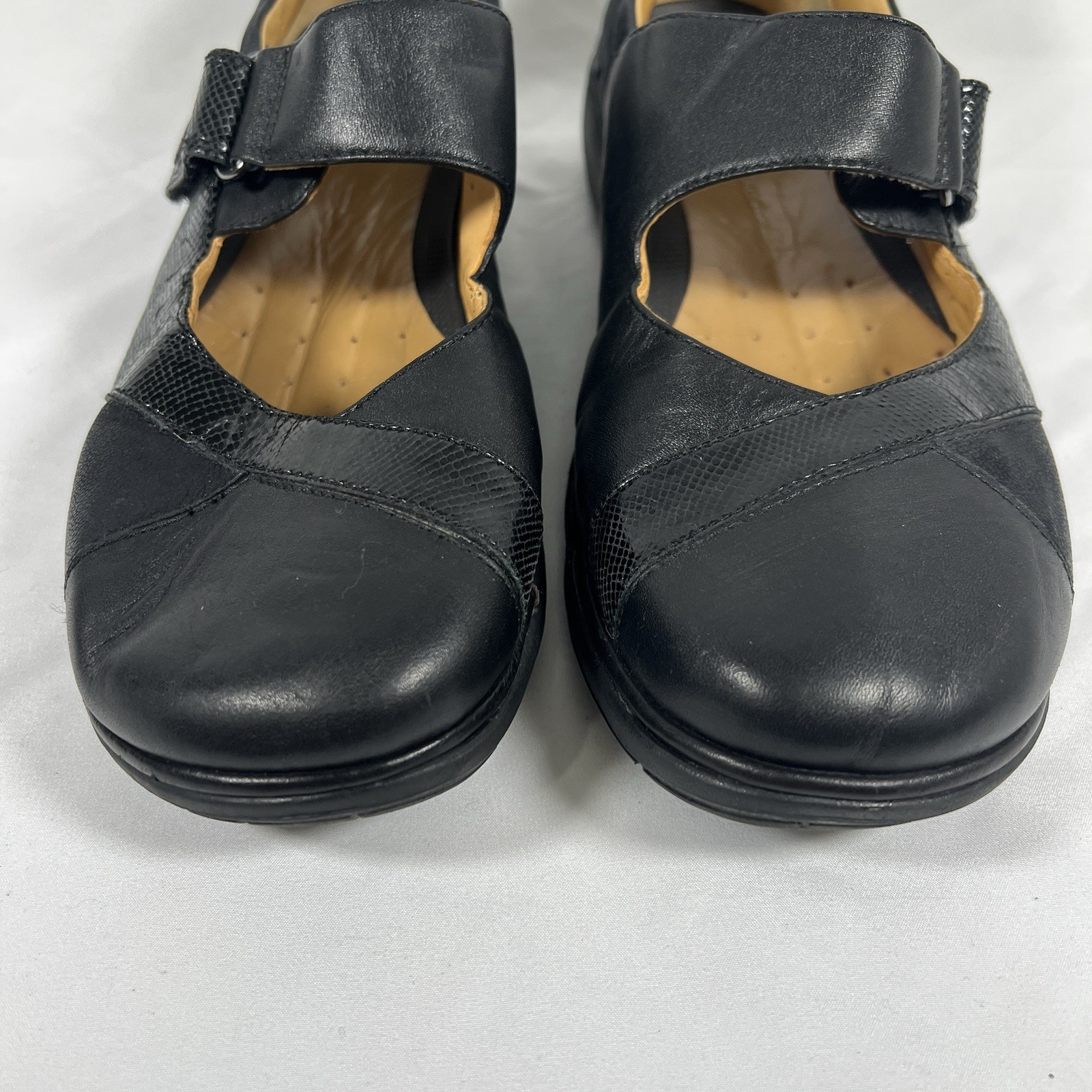 Clarks Unstructured Black Leather Mary Jane Hook Loop Comfort Shoes Women’s 11