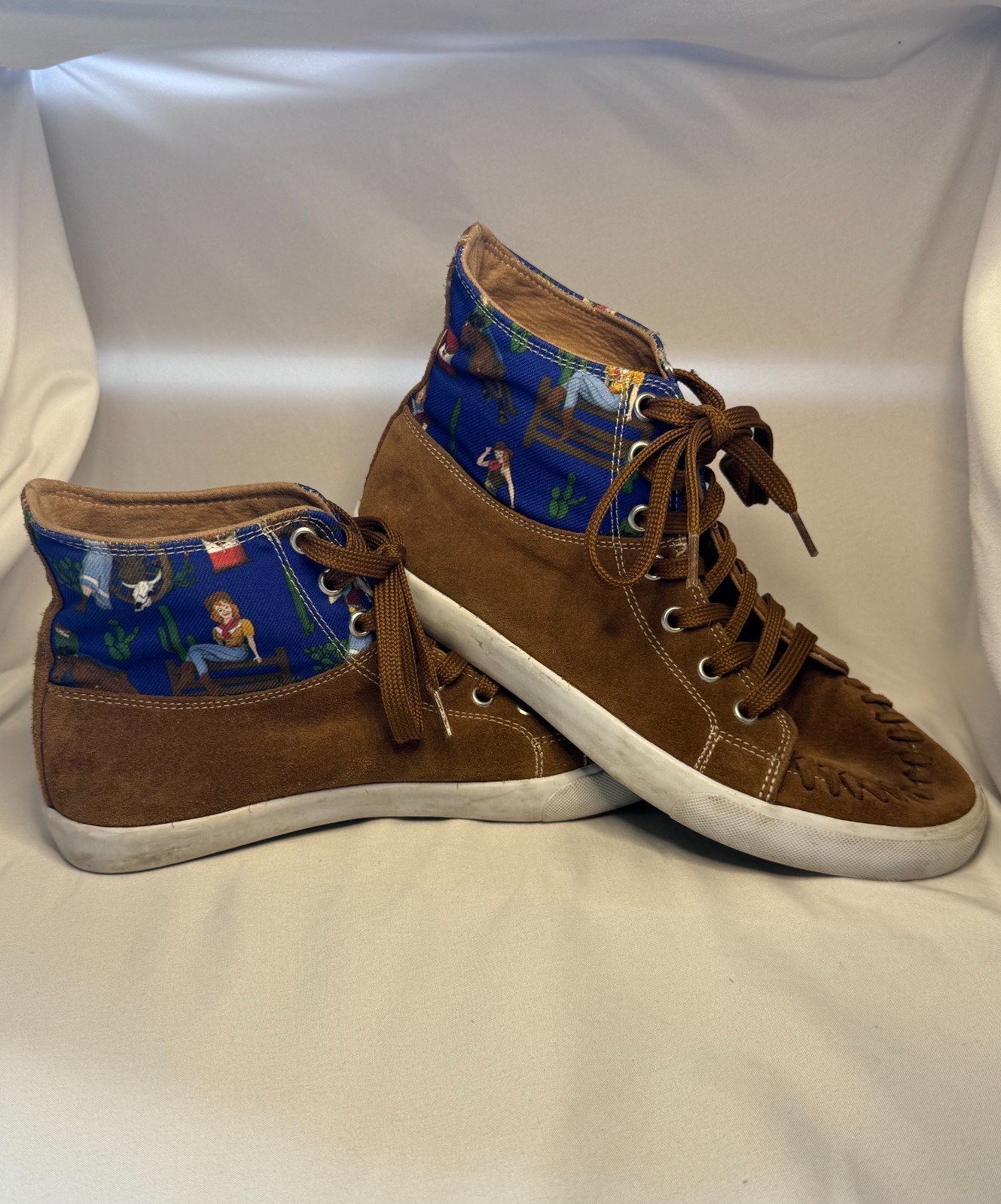 Reba by Justin Womens 7.5 Brown Suede Western High Top Sneakers Cowboy