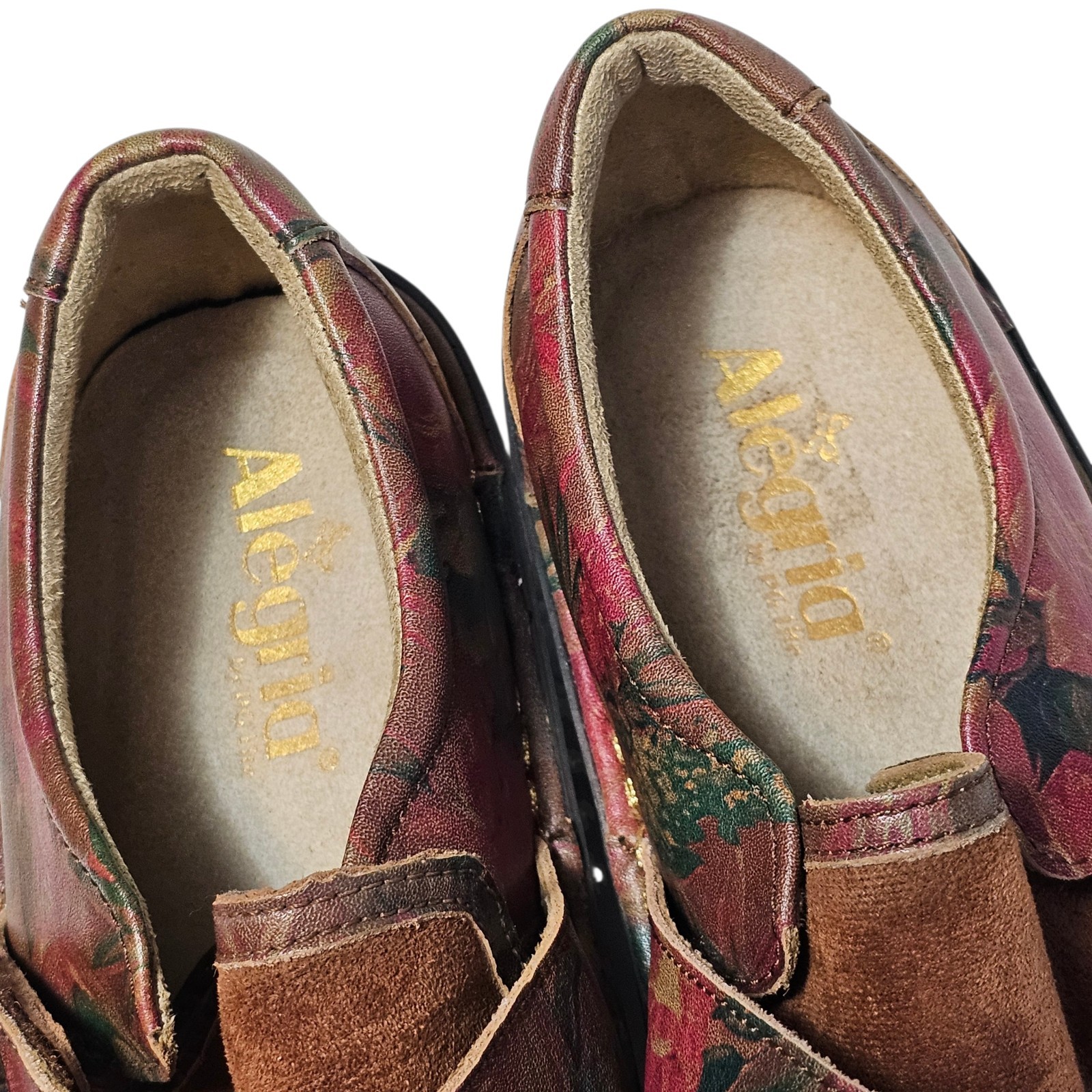 Alegria Marie Southwestern Boho Leather Slip On Shoes Sz 38 US 8-8.5 Floral