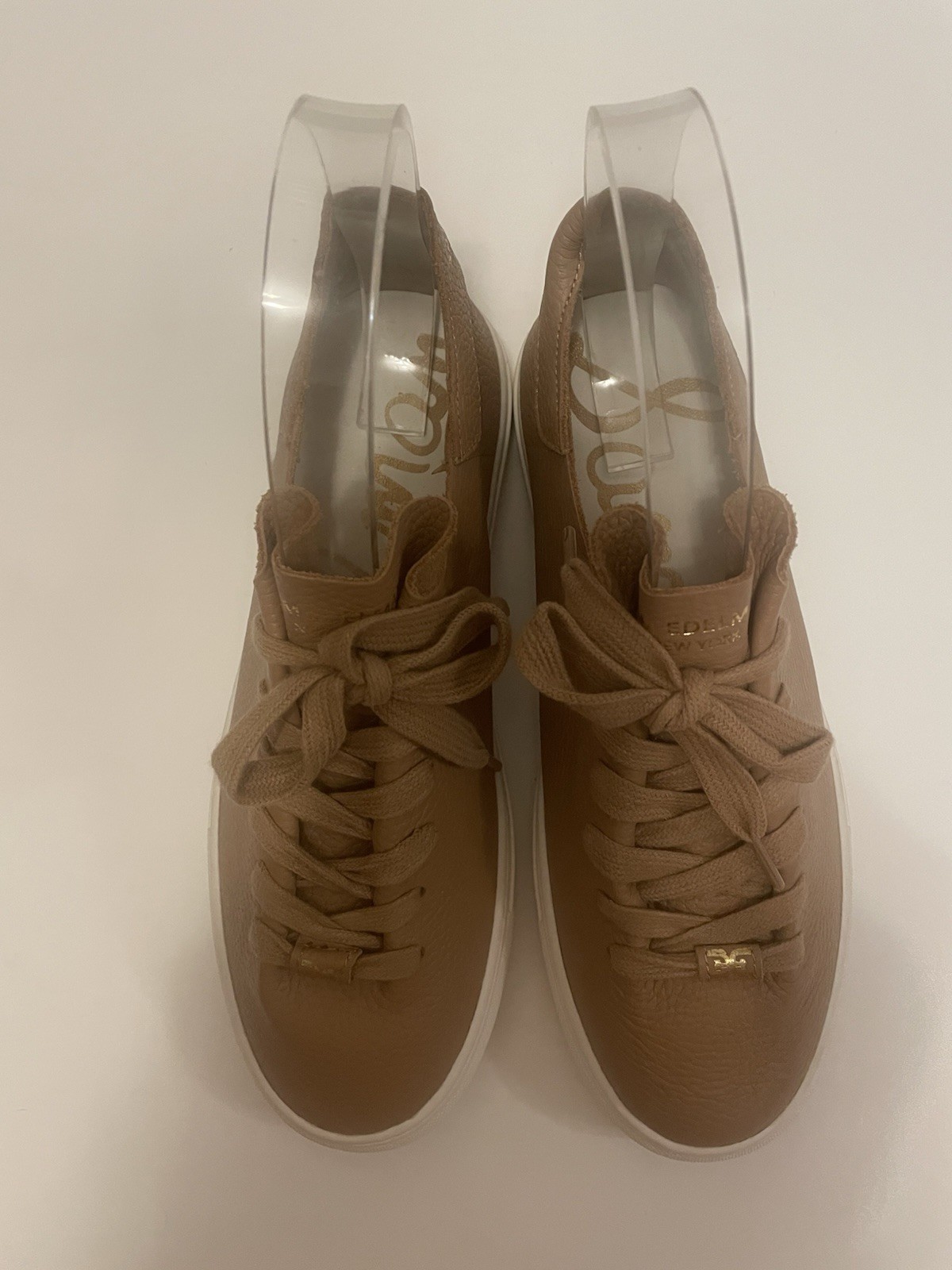 SAM EDELMAN Poppy Lace Up Sneaker Leather Camel Brown Sz 7 $100