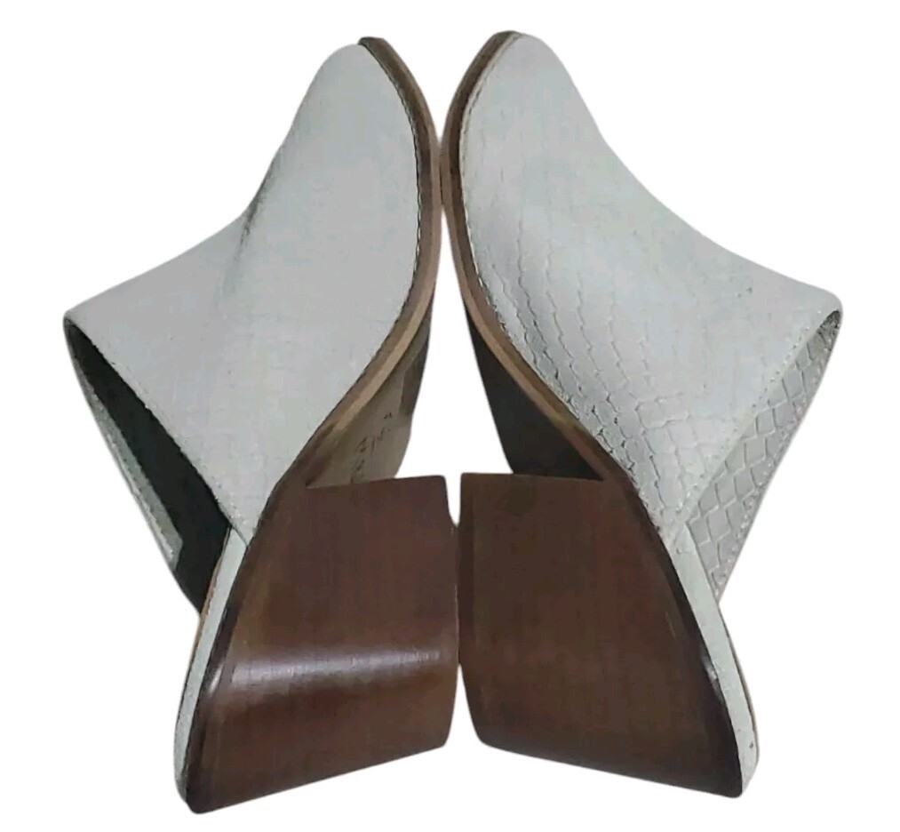 Musse & Cloud Helen Mule Size 38 US 7 Beige Leather Textured Suede 2.5″ Heel