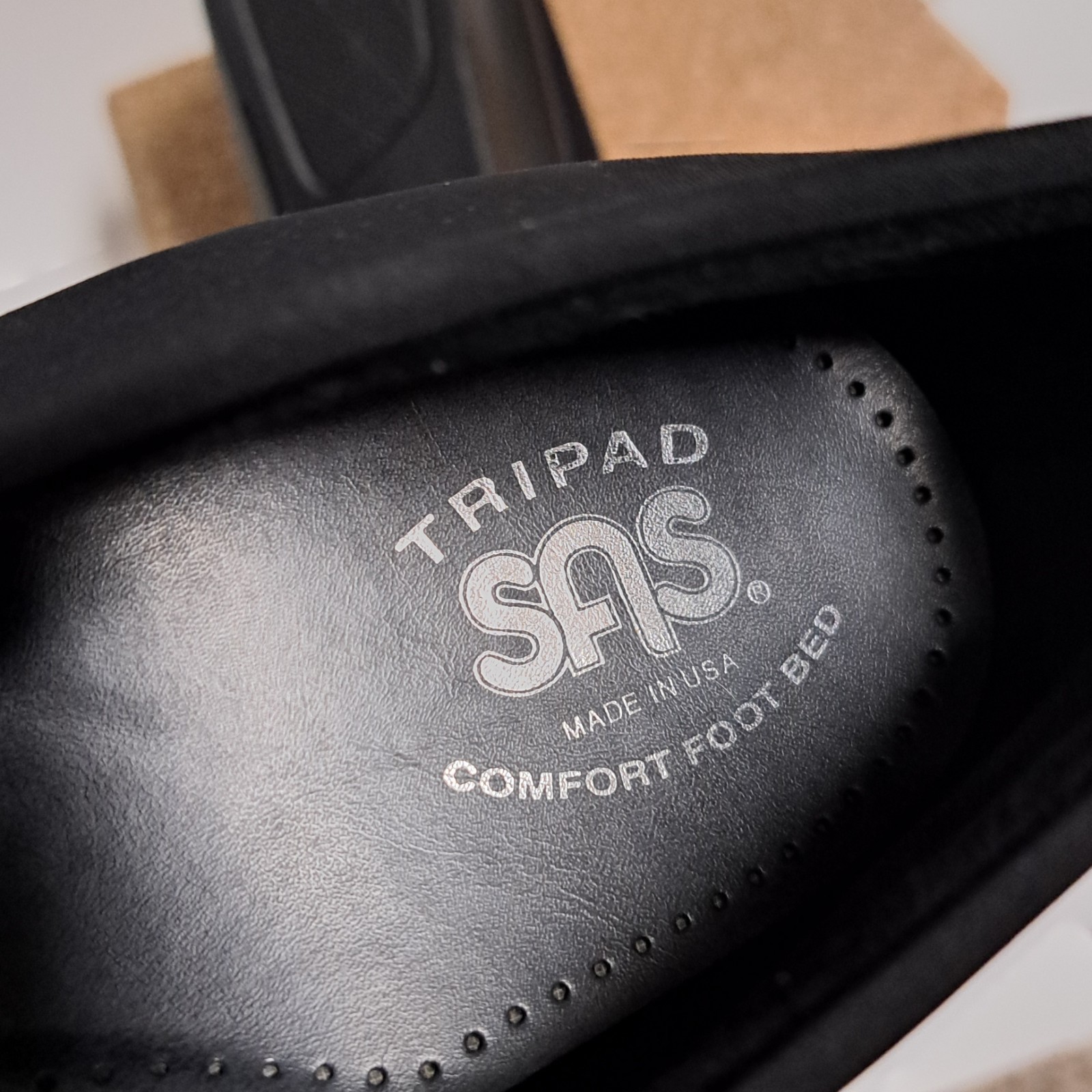 SAS Bliss Women’s sz 10.5 Shoes Black Slip On Tripad Comfort Support Wedge