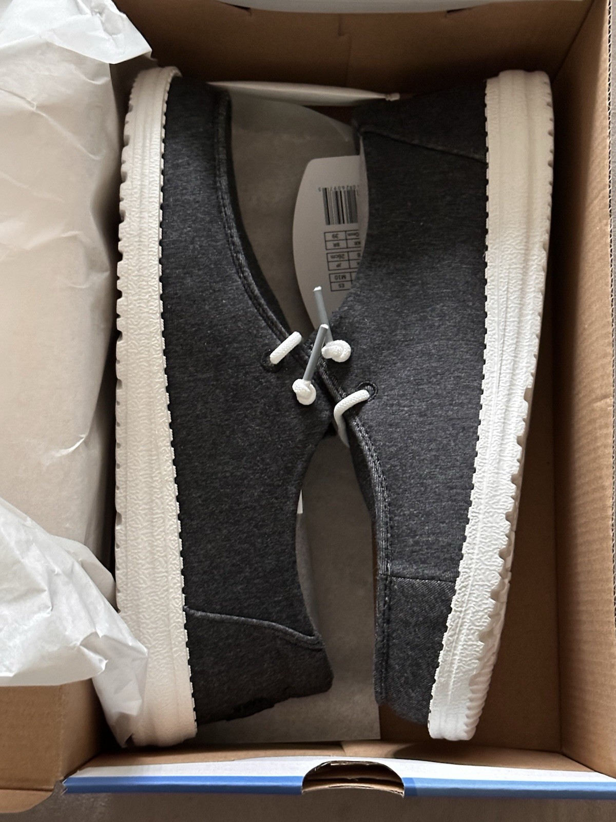 Hey Dude Wendy Stretch Jersey Comfort Black/White Canvas Slip-On Womens US 10