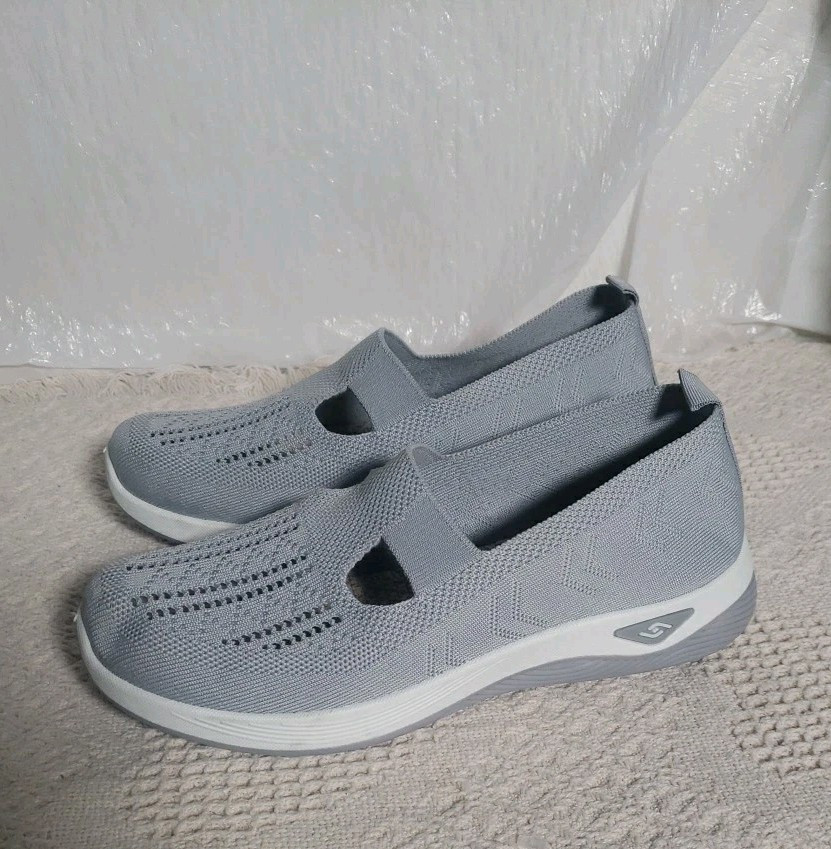Womens Slip On Shoes Mesh Light Gray EU 42 Womens 9 Walking Cruise Beach Casual