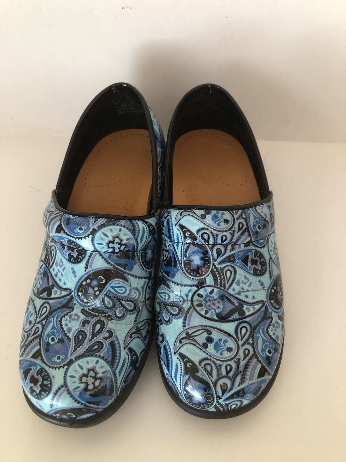 Women’s 7.0Work Nursing Shoe Slip-Resist Clog Peacock Blue Paisley