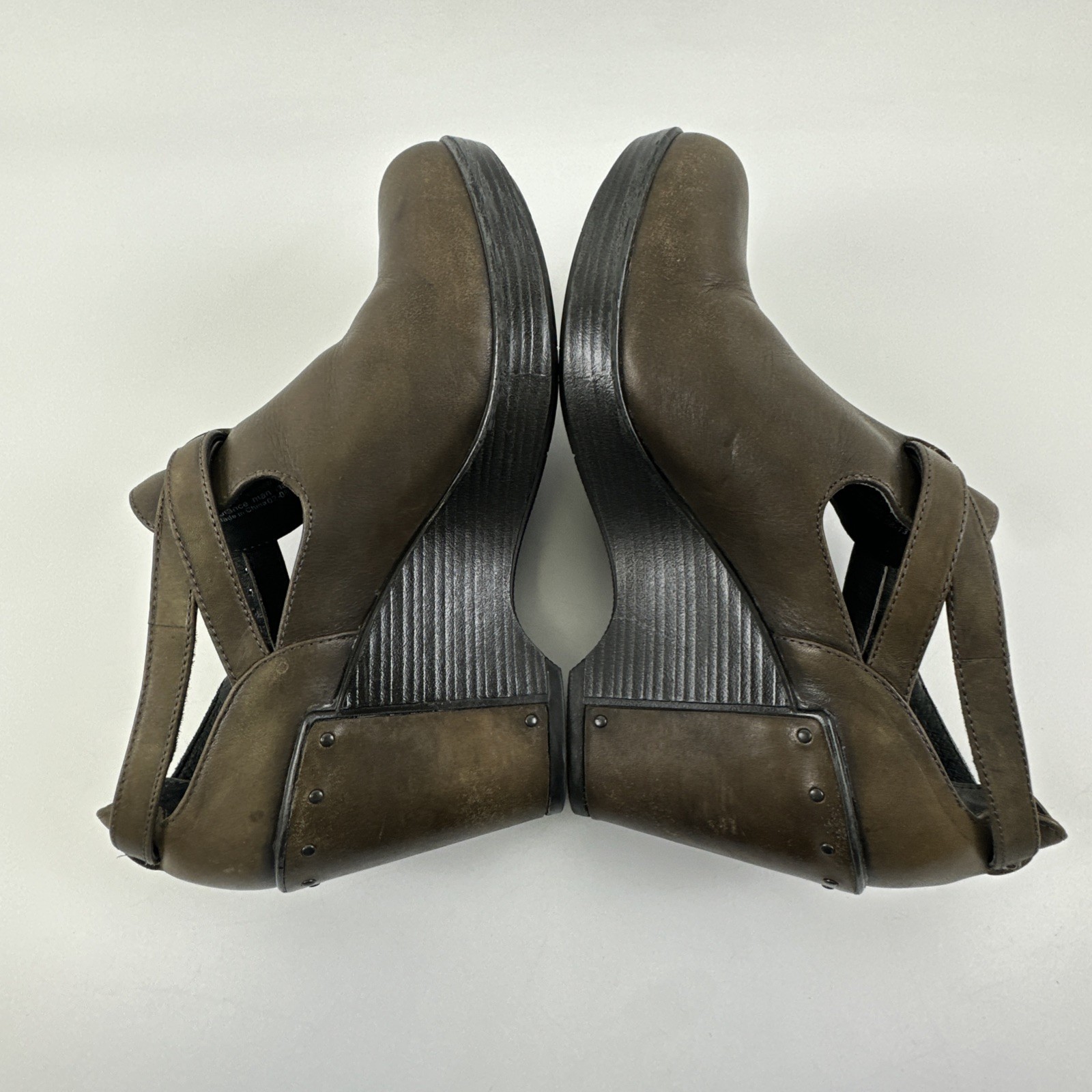 Dansko Franka Wedge Bootie Brown Leather Buckle Strap 1901951000 Women 38 US 7.5