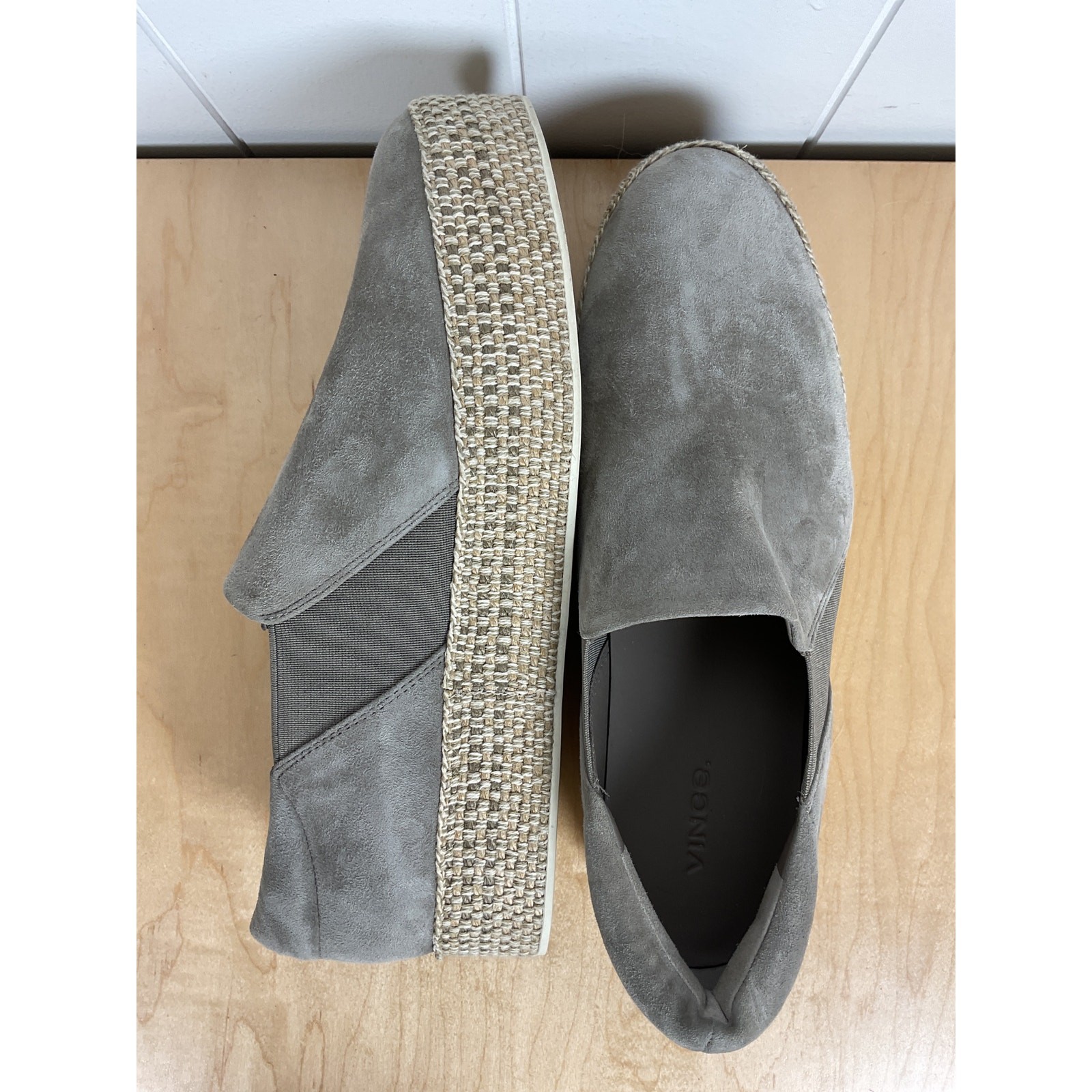 Vince Women’s Wilden Suede Espadrille Dove Gray Slip On Sneaker Platform 9 1/2