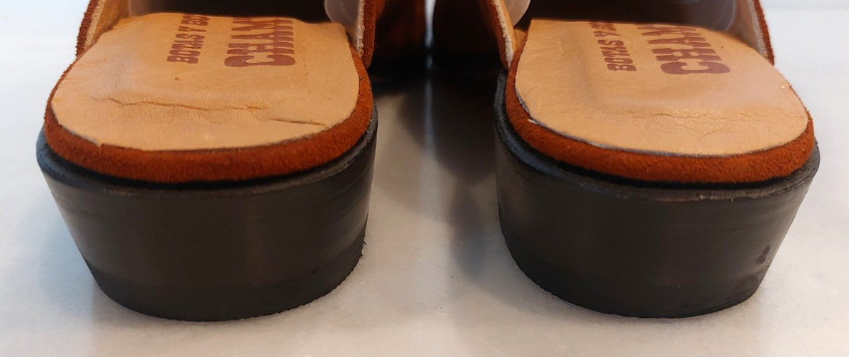 Chamula Brown Leather Mule Boots Women Size 6.5 Preowned Mexico 24.5