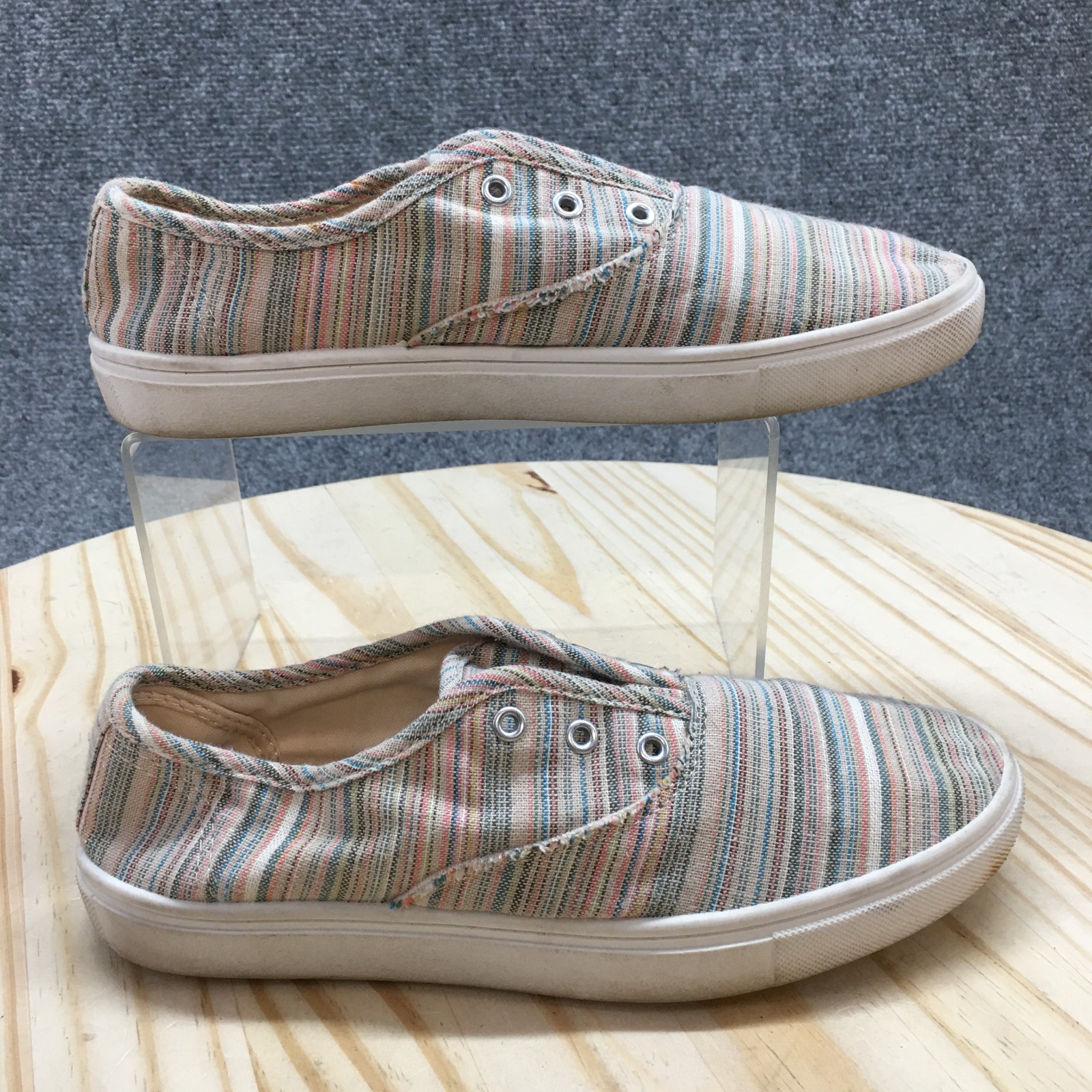Just Be Shoes Womens 6 Sneakers Multicolor Canvas Lace Up Round Toe Casual 57623