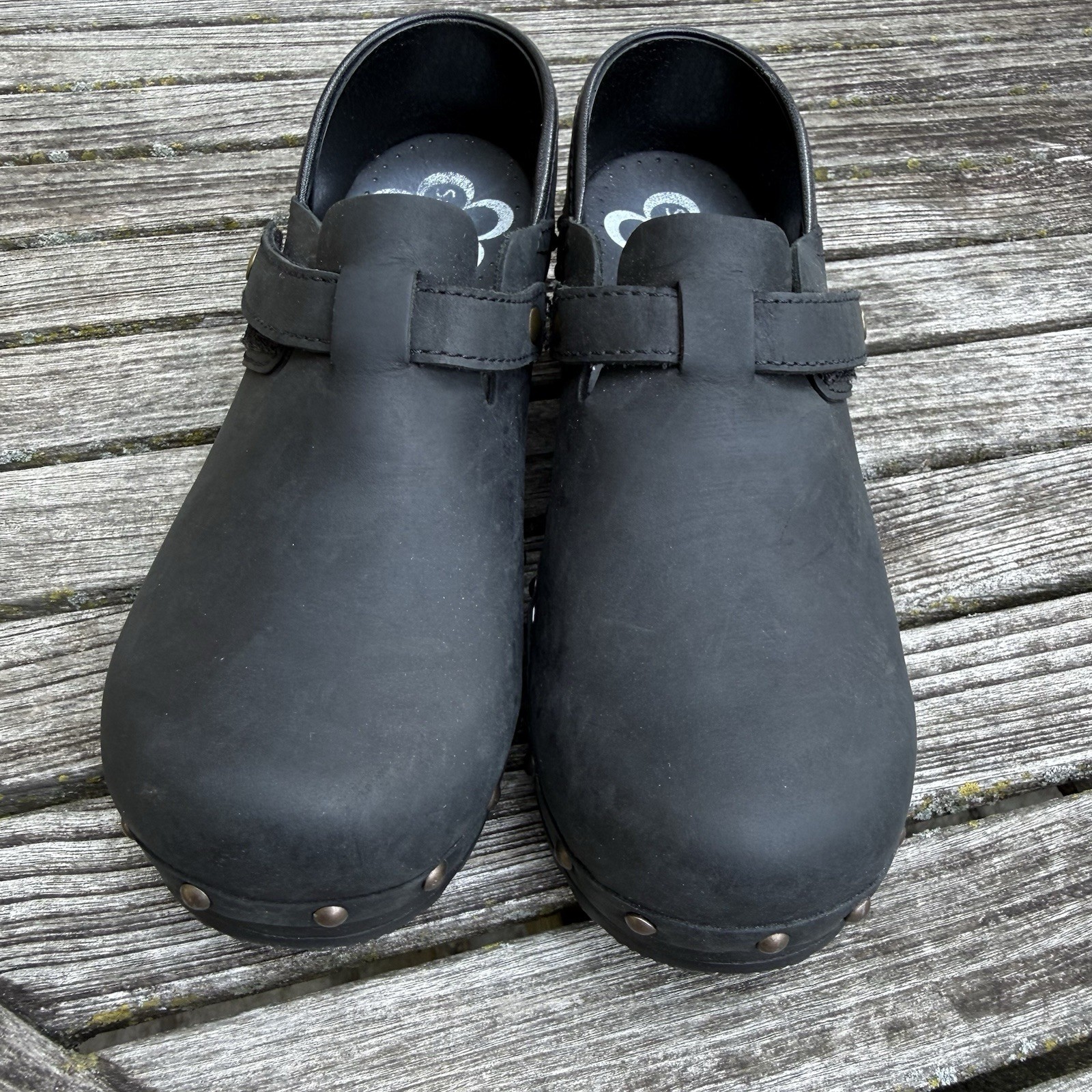 Sanita Original Danish Clogs Black Nubuck Adjustable Strap Comfort Shoes EU 38