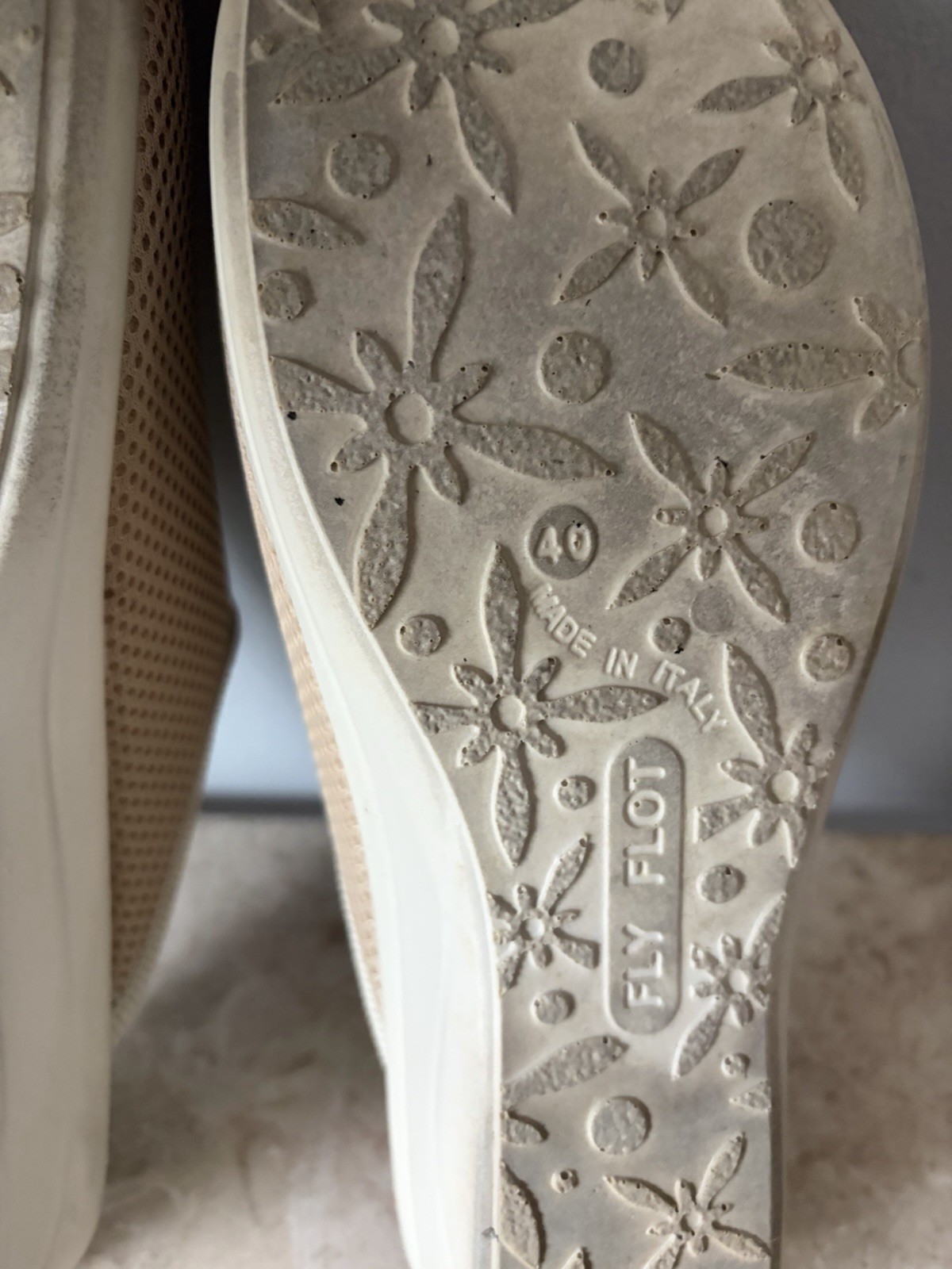 Fly Flot Clogs Women’s 40 US 9 Beige Mesh Anti-Shock Anatomic Mules Italy Made