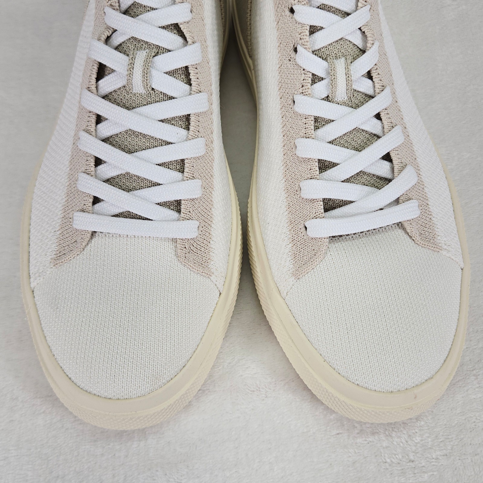 Rothy’s High Top Sneaker Womens 9.5 Cream Beige Shoes Lace Up Knit Casual
