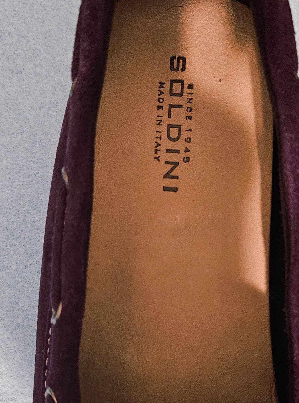 NWOB SOLDINI 1945 Made I Italy Plum/Deep Purple Suede Driving Loafers W’s 7.5