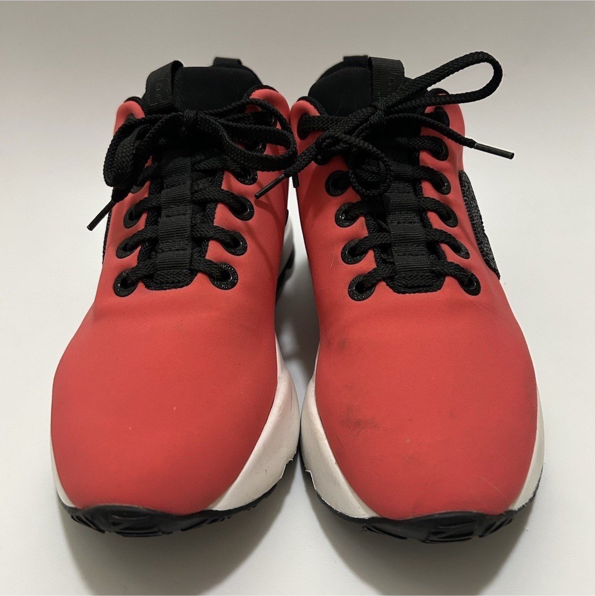 Rucoline Coral Pink Neoprene Platform Sneakers Rhinestone Logo Black Trim EU 38