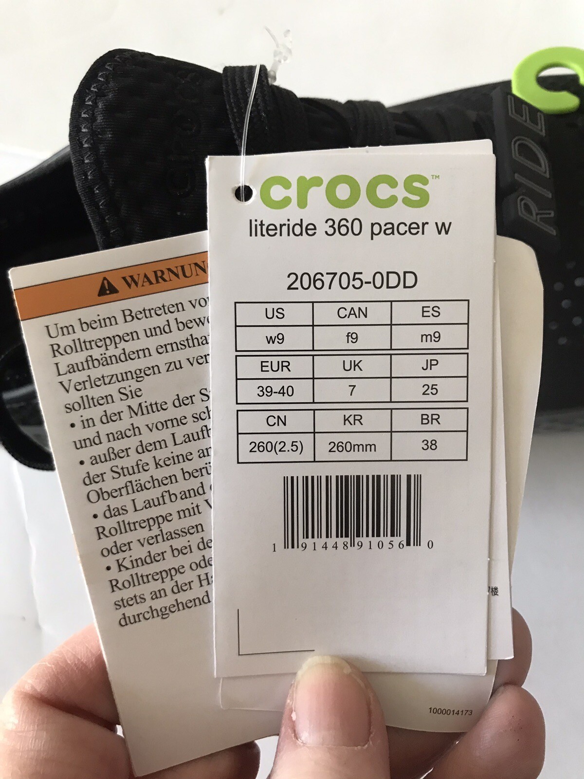 WOMEN’S CROCS BLACK/SLATE GREY LITERIDE 360 PACER SNEAKERS SHOES SIZE 9 NWT