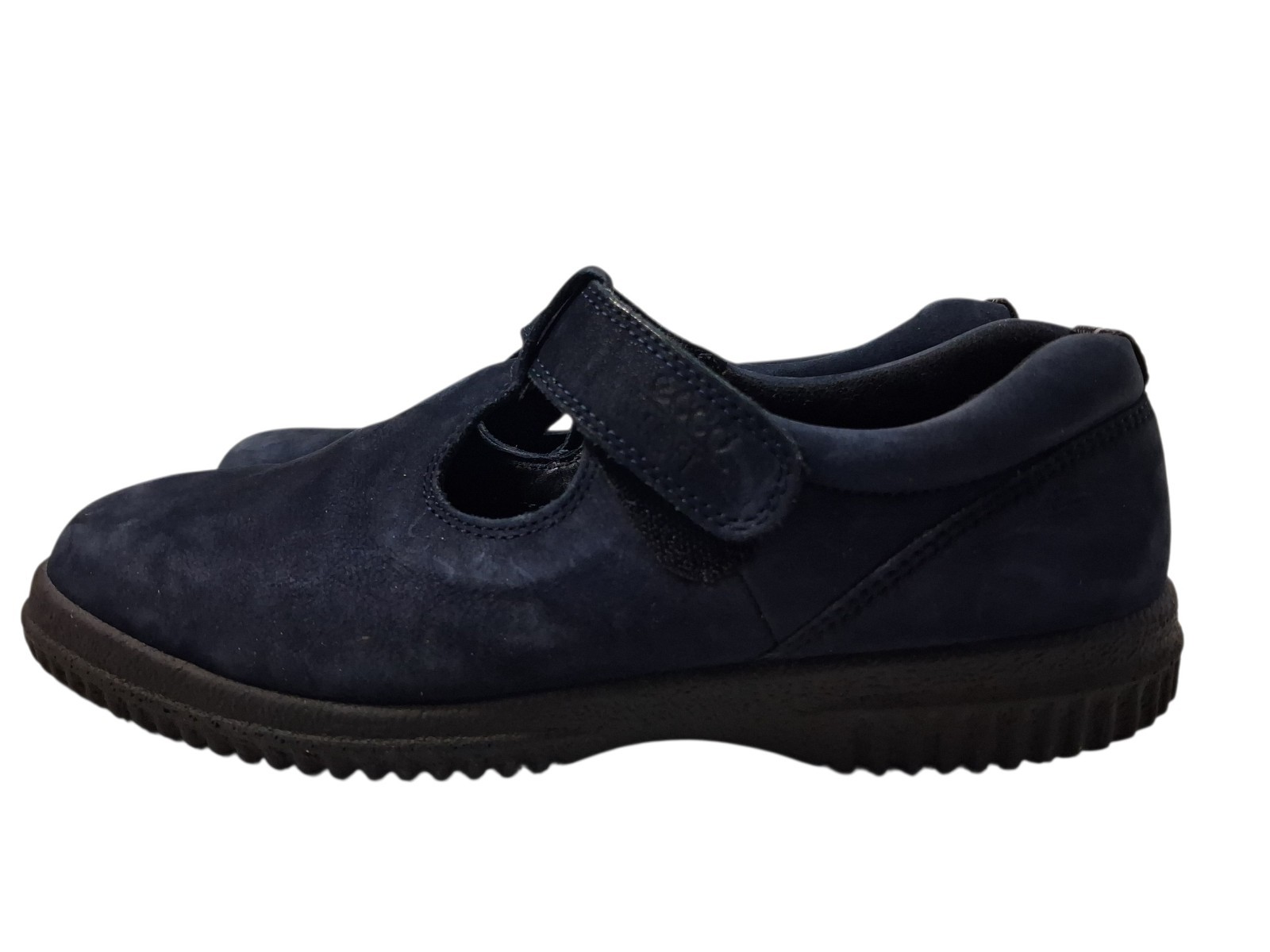 Ecco Soft Shoes Mary Jane Suede Navy Blue Hook & Loop Womens Size 38 / US Size 7