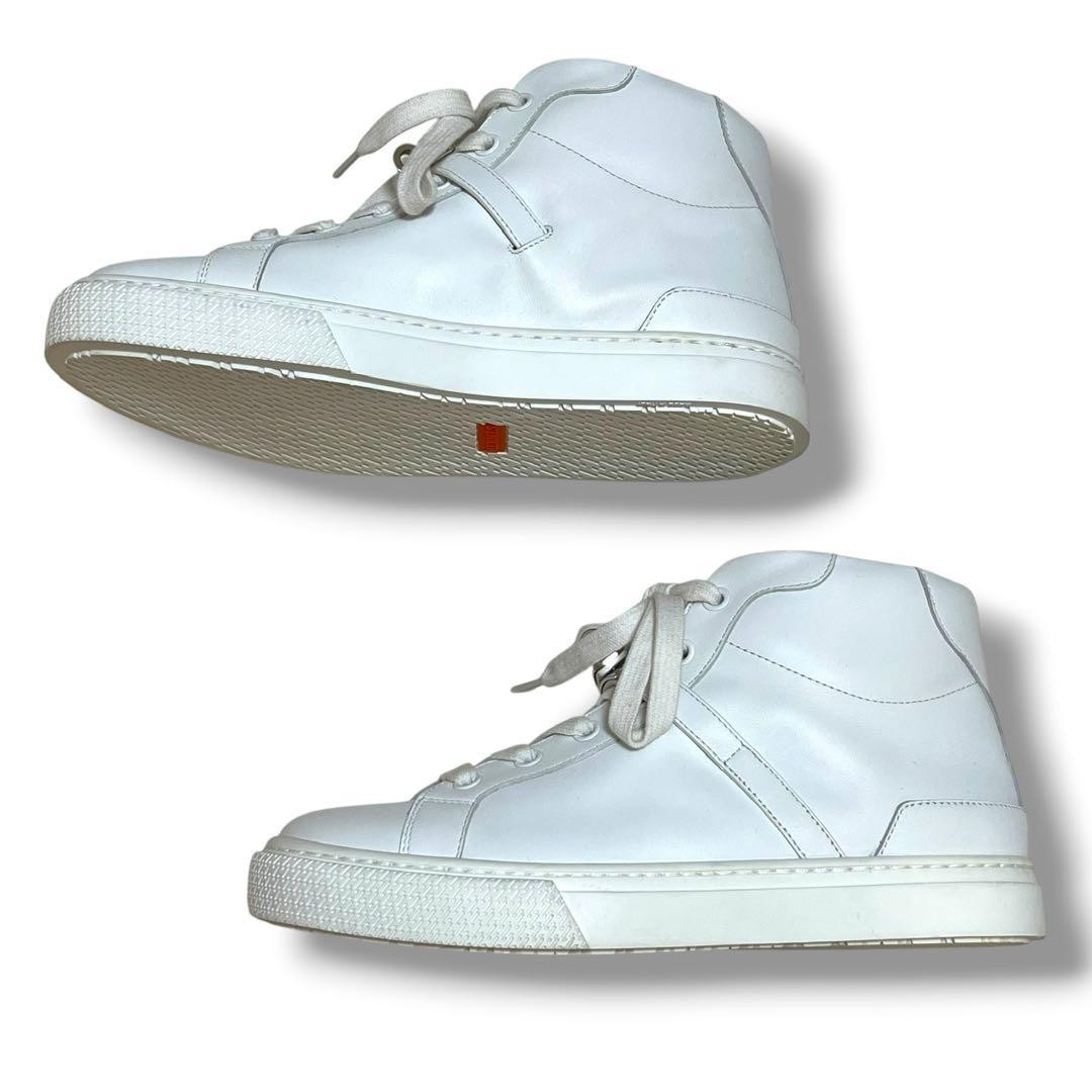 HERMES Daydream High Top Sneakers White Leather Kelly Buckle Women’s EU36 US6