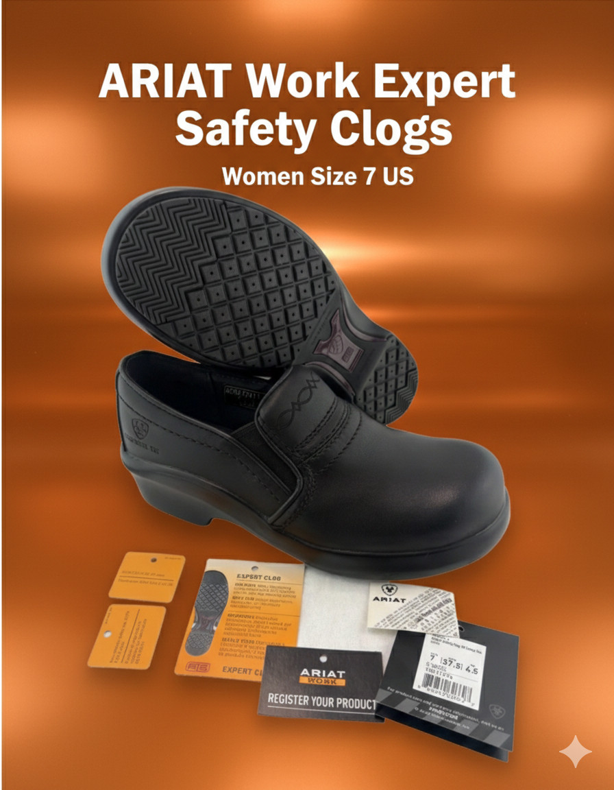 ARIAT Work Expert Safety Clogs SD Women’s Sz 7 C WIDE Black Composite Toe