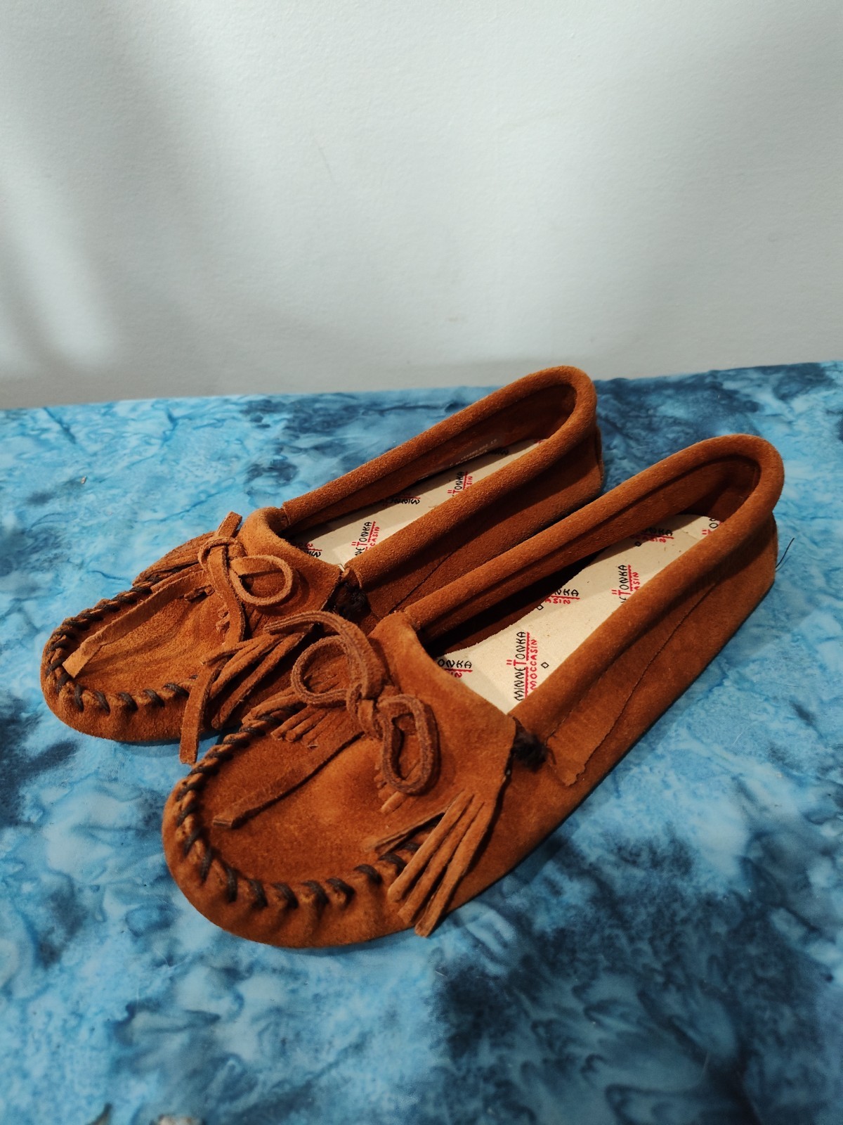 Minnetonka 102 Women’s Size 6 Brown Suede Kilty Softsole Moccasins Fringe Loafer