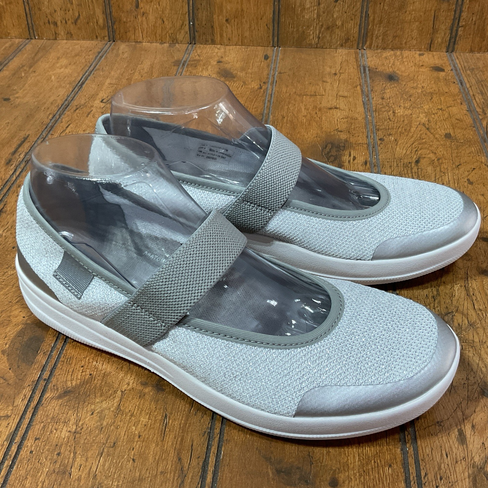FitFlop Uberknit Mary Jane Slip-On Sneaker Metallic Silver Urban White US 9 41