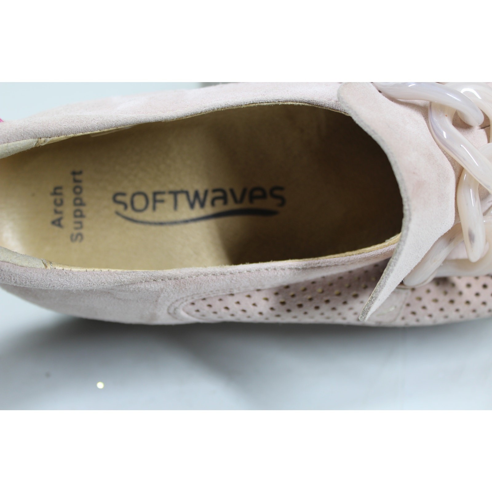 Softwaves Cadie platform loafers light pink/taupe suede Womens 39
