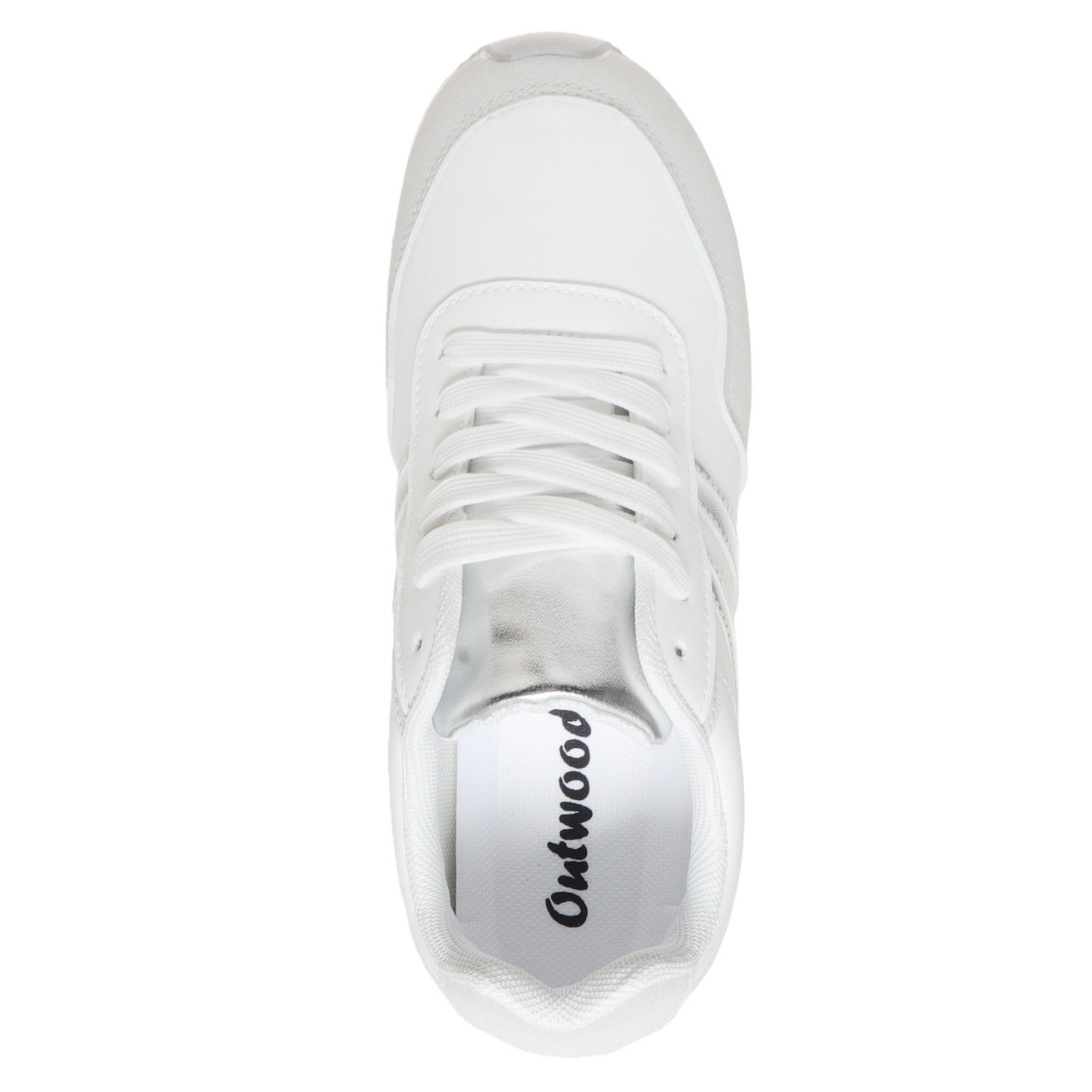 Outwoods Women’s Brenna-2 White Platform Fashion Sneaker, Silver Combo