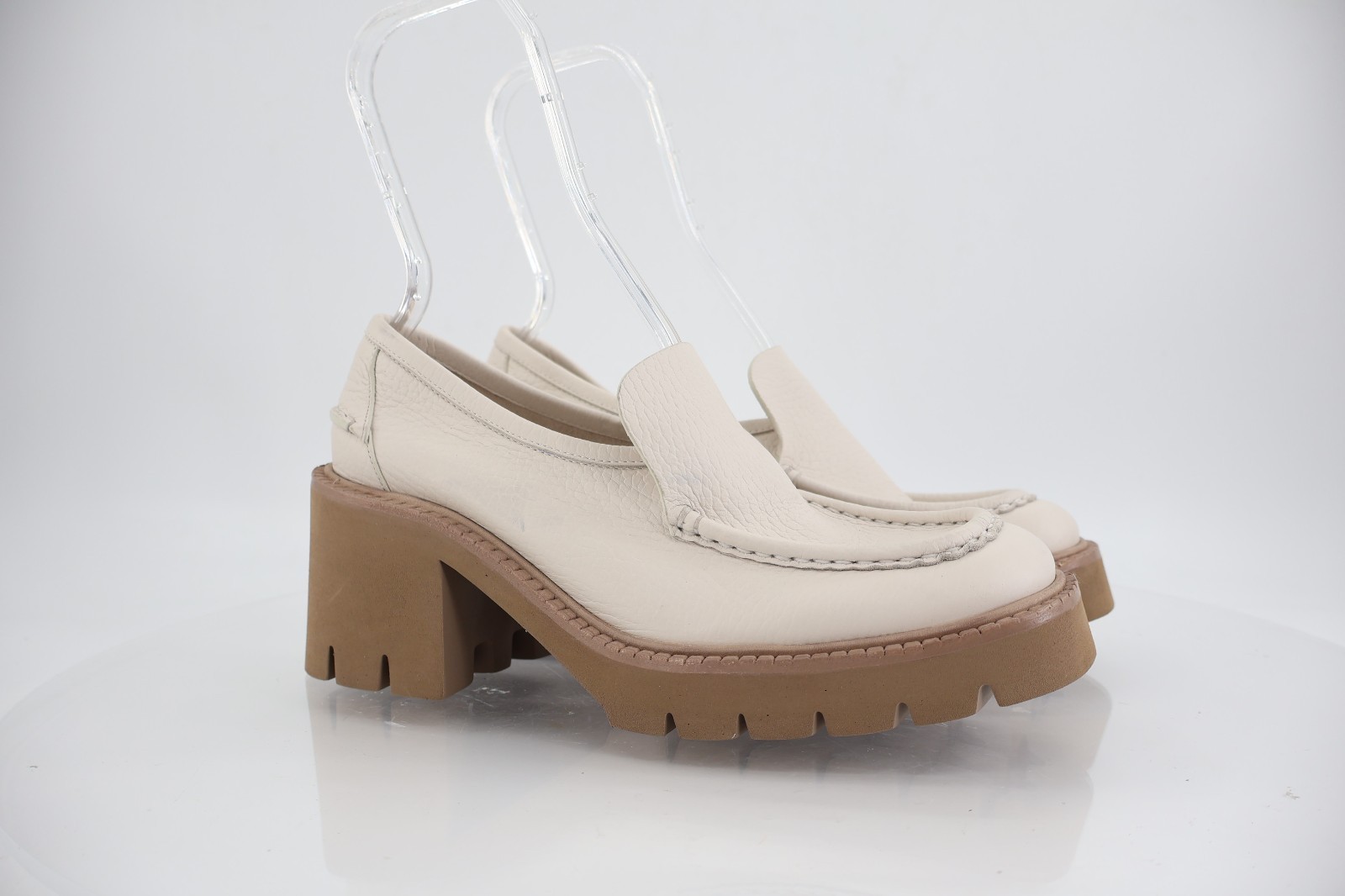 Pedro Garcia Zavanna Women 41 Cream Leather Loafer Platform Lug Sole Heels
