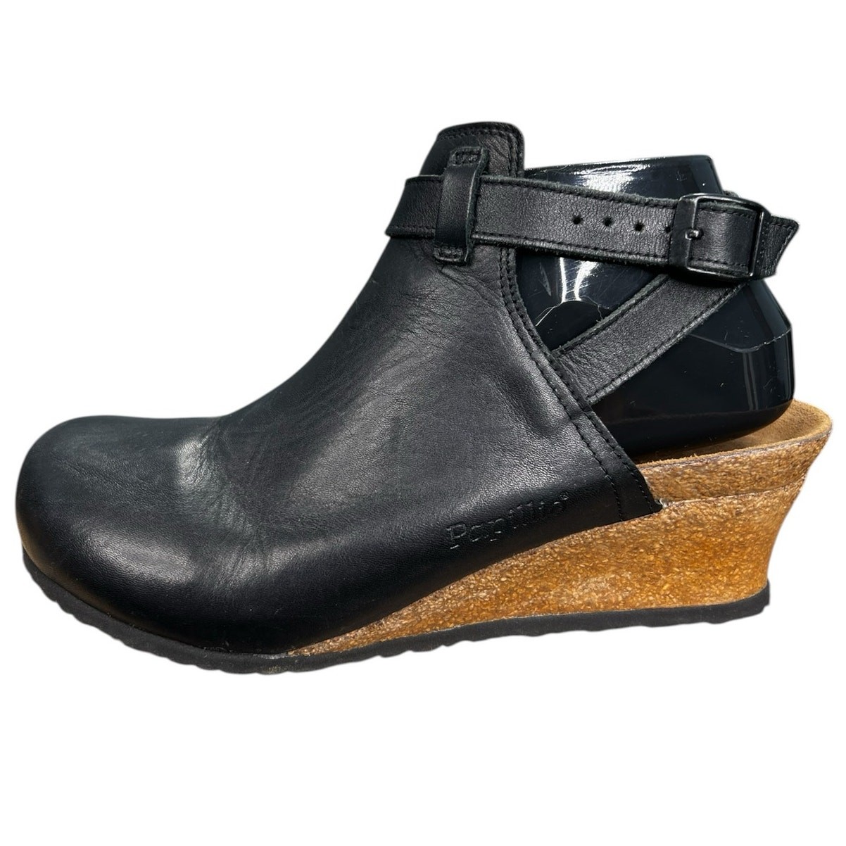 Papillio By Birkenstock Esra Black Leather Wedge Clog Unisex Size M 5 W 7