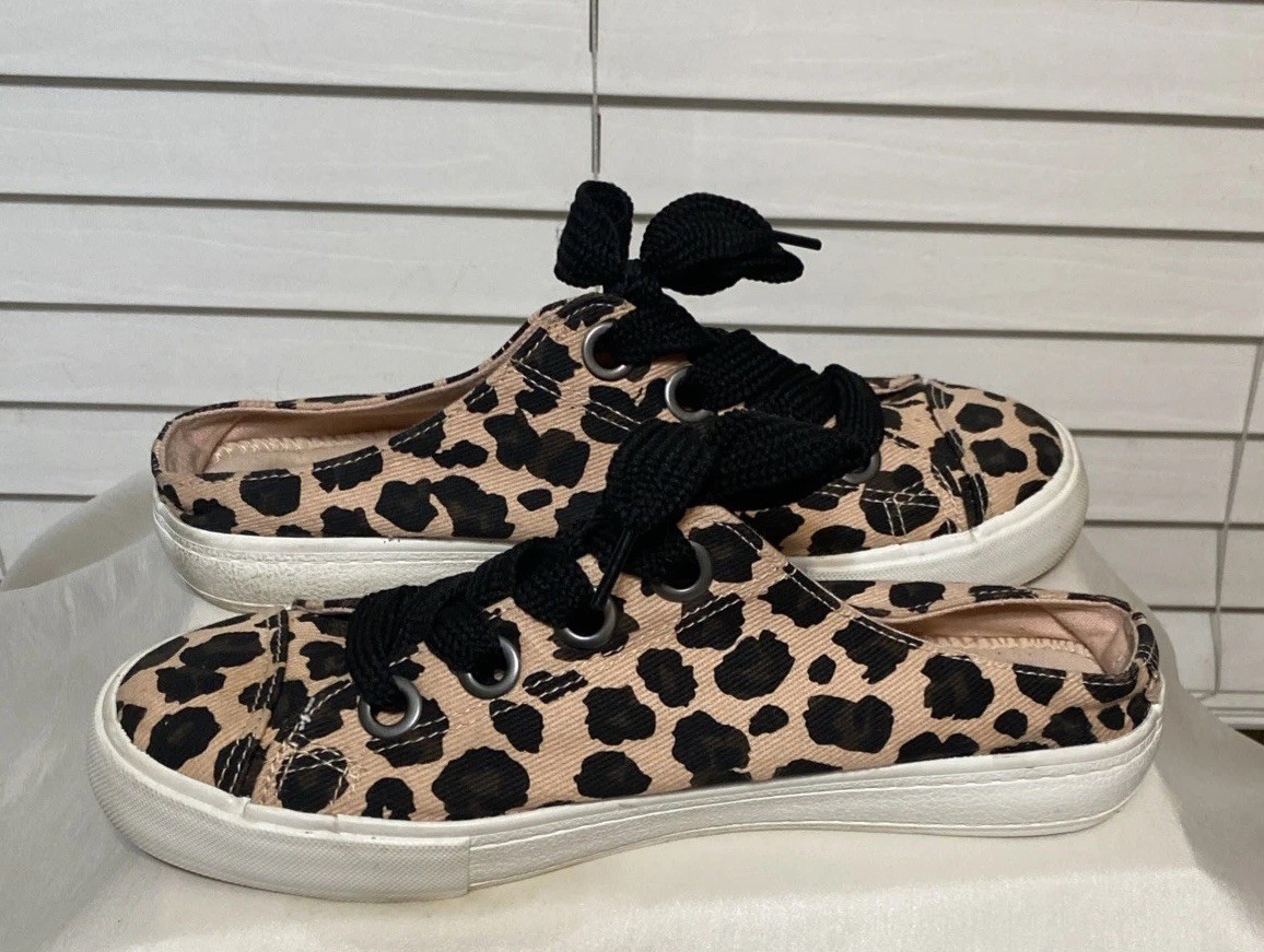 Rocket Dog Mule Sneakers Slip-Ons Athena Safari Pink Leopard Spots sz. 8