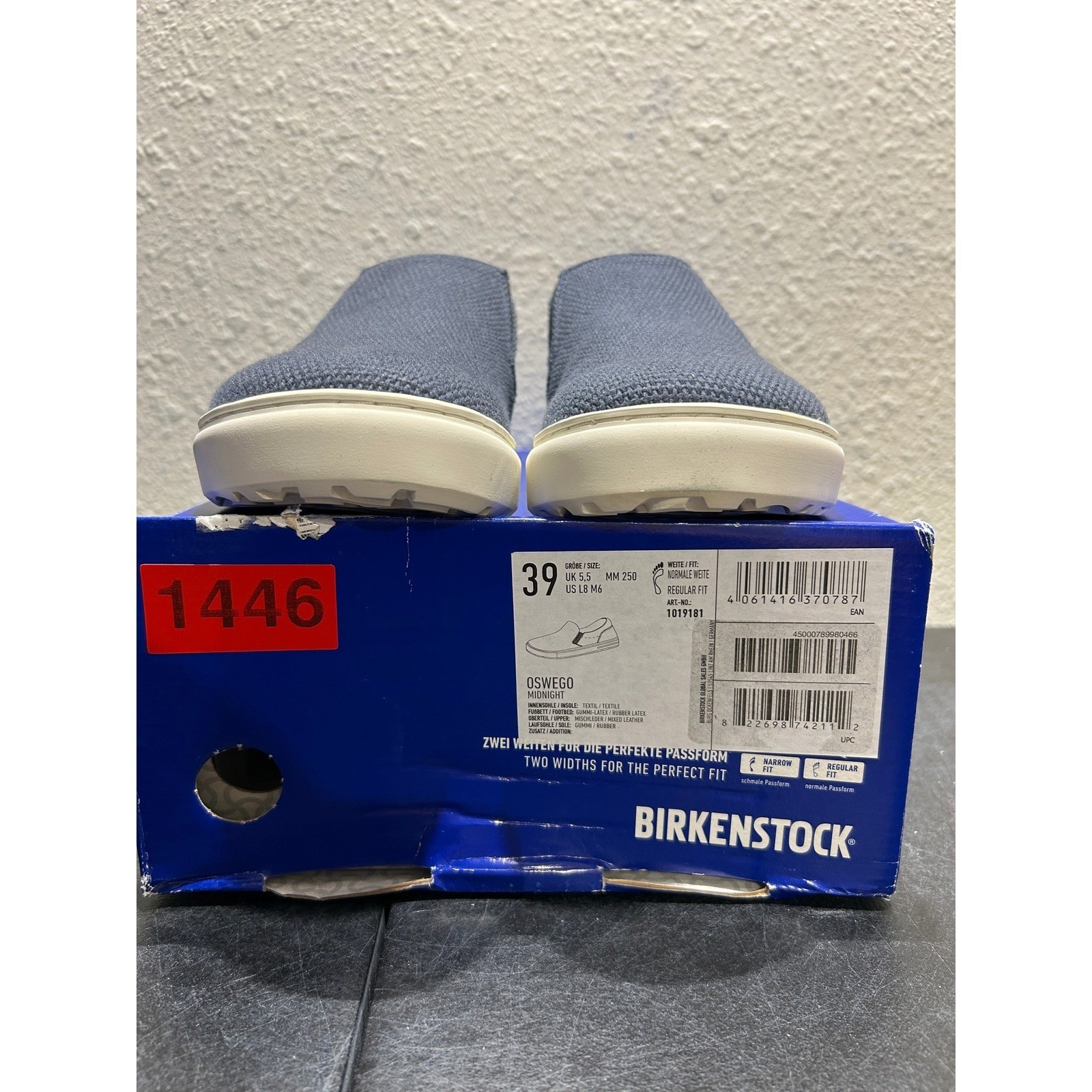 Birkenstock Oswego Slip On Shoes Womens 8 Midnight Blue Suede Textile New