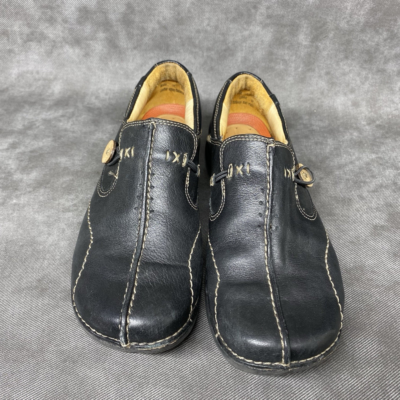 Clarks Unstructured Artisan Un Loop Black leather slip-on shoes Size 7.5