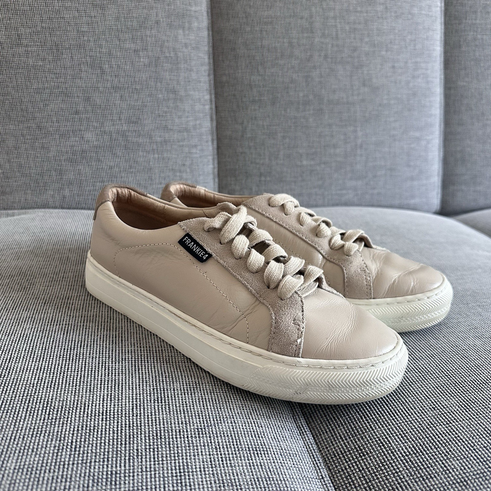 FRANKIE4 Leather Mim III Lace Up Sneakers Almond Leather Suede Size 7 Women’s