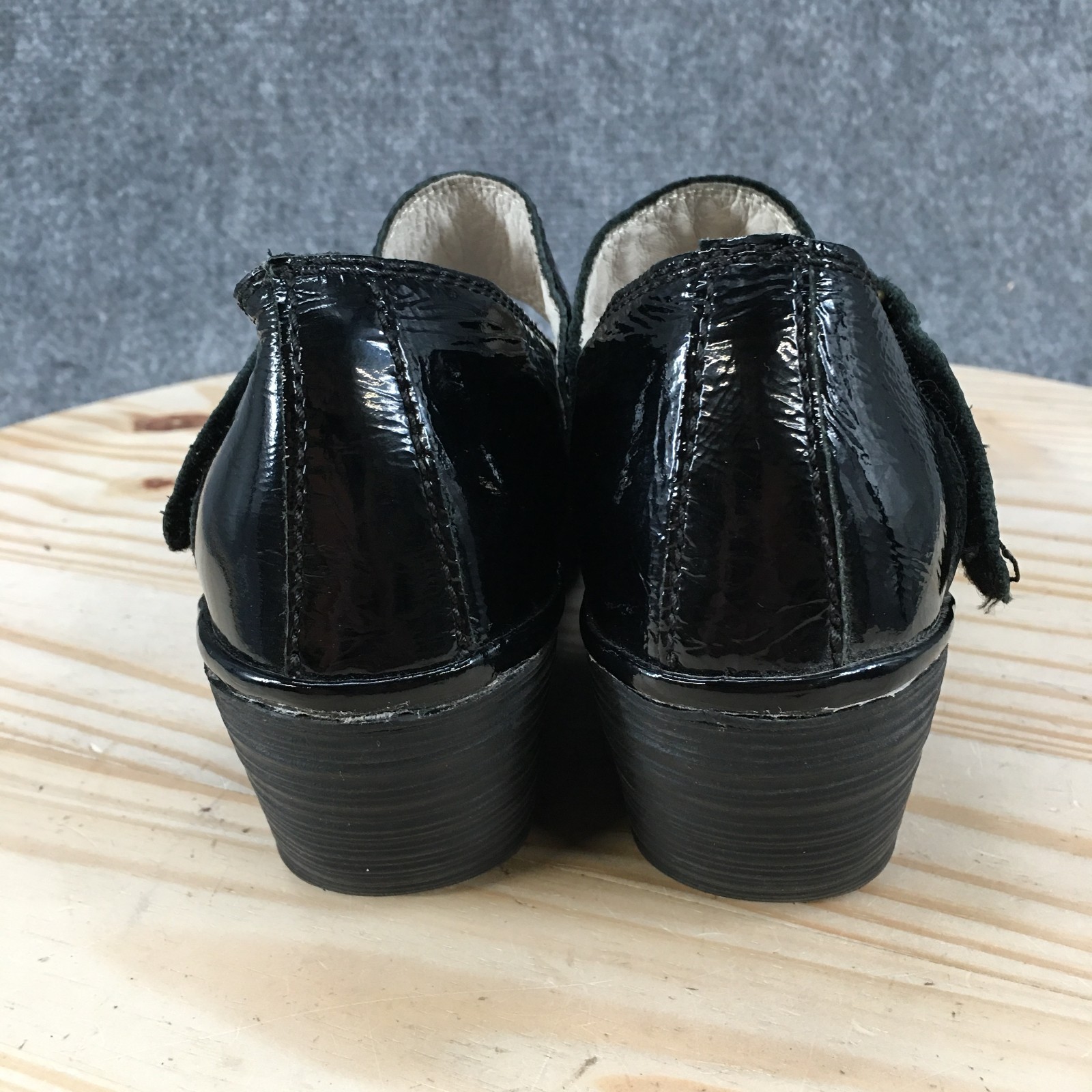 Fly London Yaya Mary Jane Wedge Shoes Womens 38 Black Patent Leather Casual