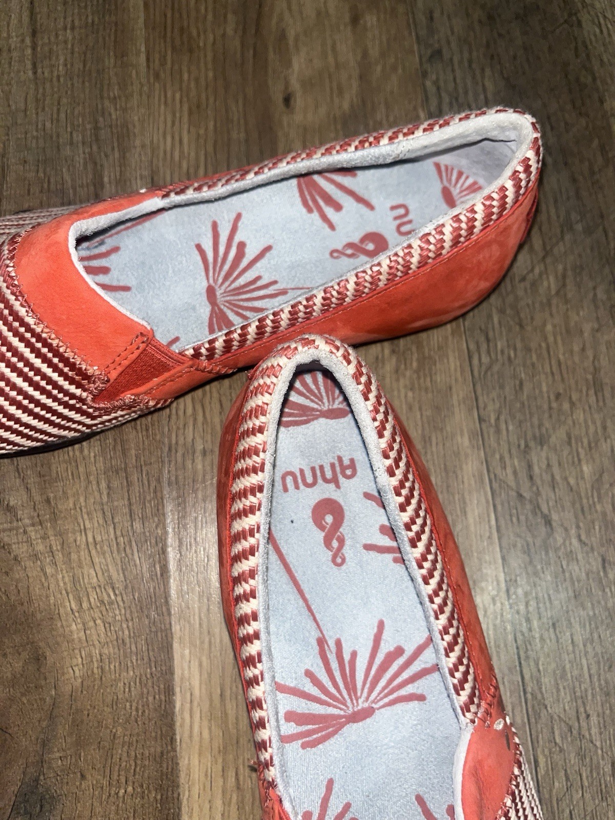 Ahnu Jackie Pro Slip-On Shoes Orange and white striped slip-on loafers Size 7