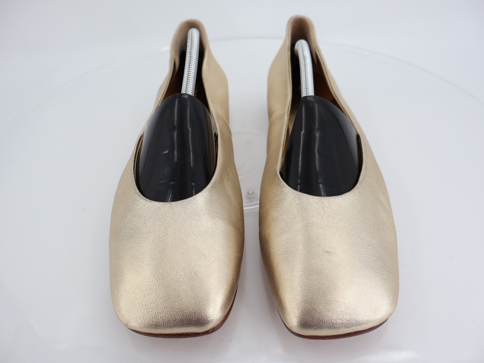 Vince Leah Ballet Flats Size 13 Gold Metallic Leather Square Toe Slip On Comfy