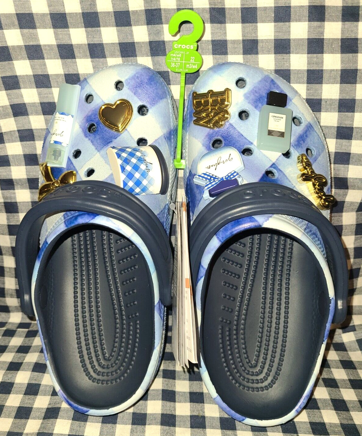 Gingham CROCS LTD ED SCENTED JIBBITZ m4/w6 Bath & Body Works
