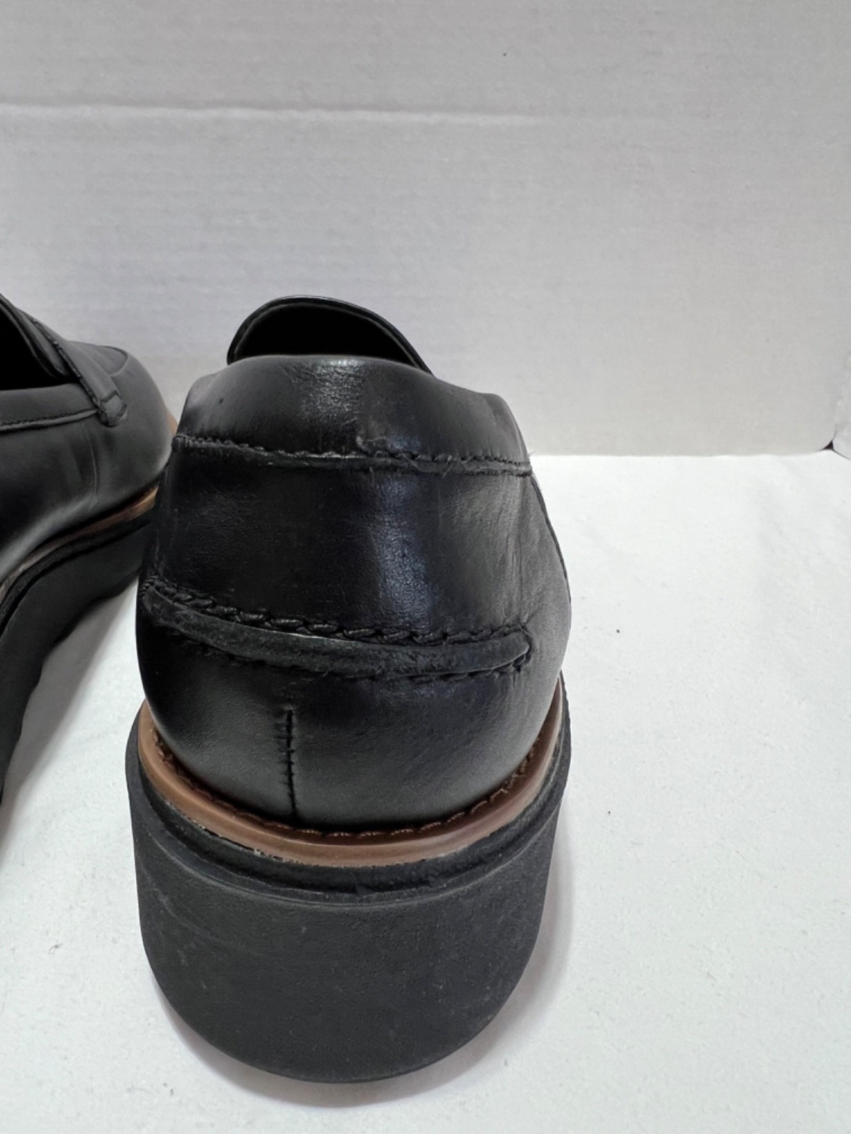 Women’s, Clarks Sharon Gracie Loafers ,9 .5 W, Black, Leather Wedge Shoes