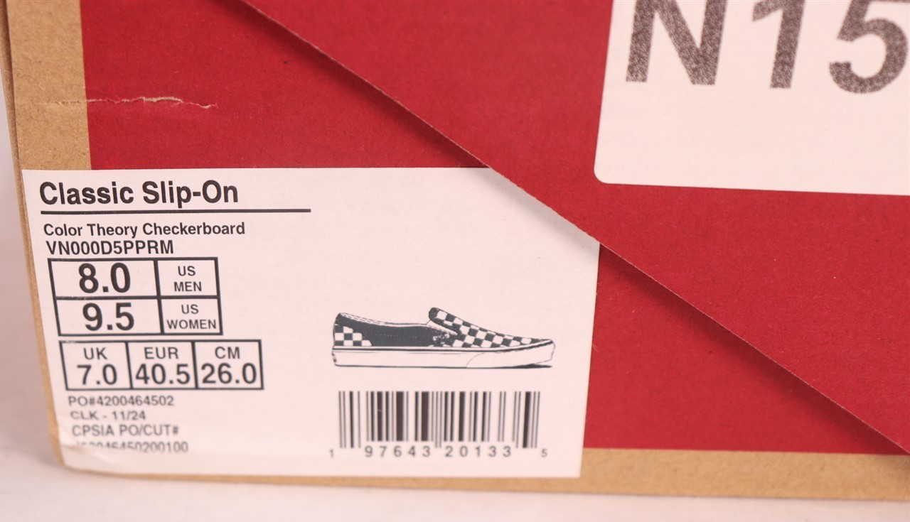 Vans Classic Slip-On Color Theory Checkerboard Black White Men’s 8 Women’s 9.5
