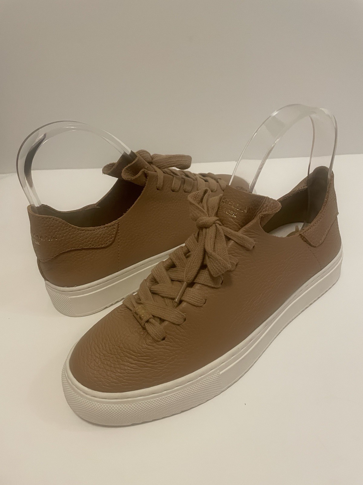 SAM EDELMAN Poppy Lace Up Sneaker Leather Camel Brown Sz 7 $100