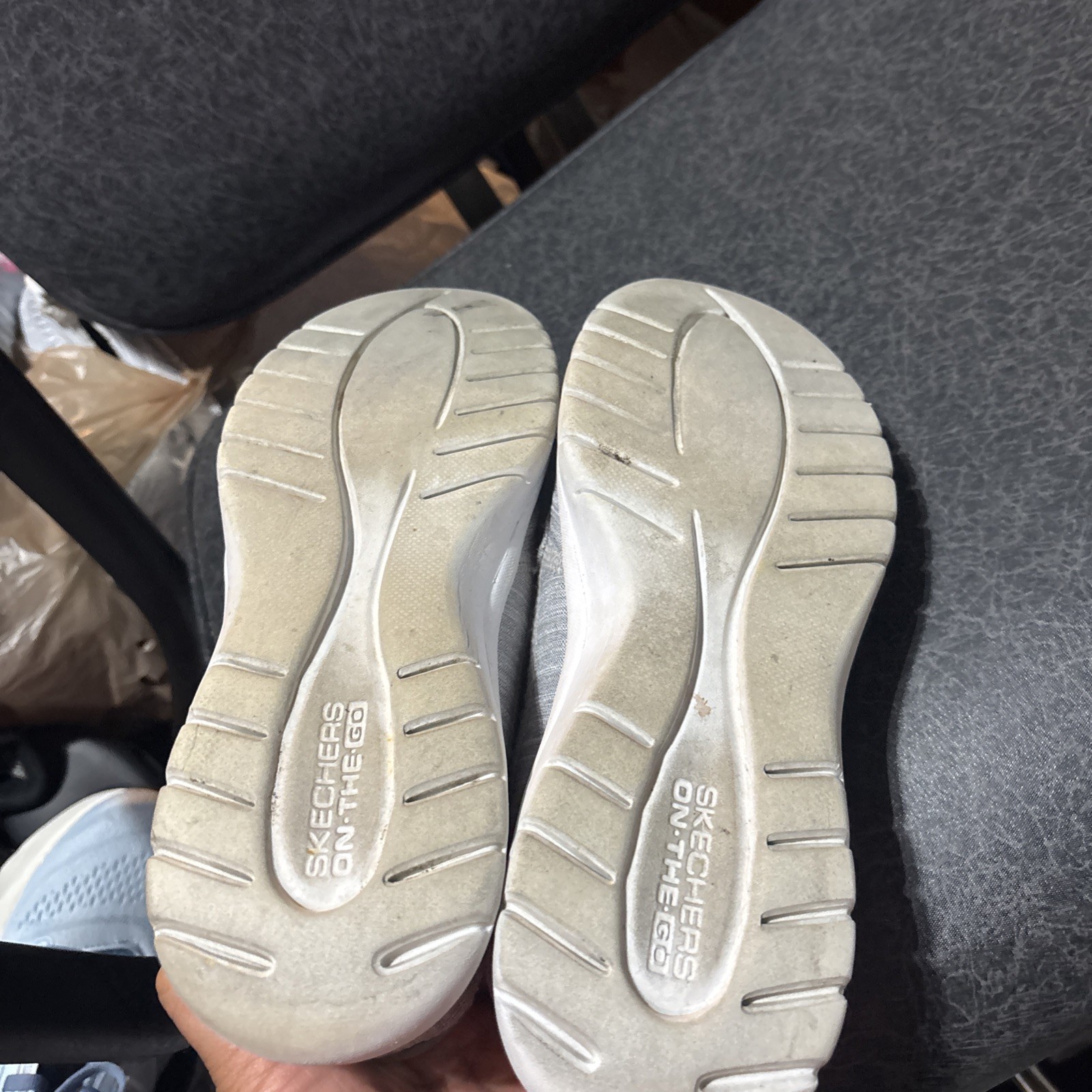 Skechers Women Sz7.5 Grey Light Shoes Slip-On Dress Sneakers Comfort Golf Boat