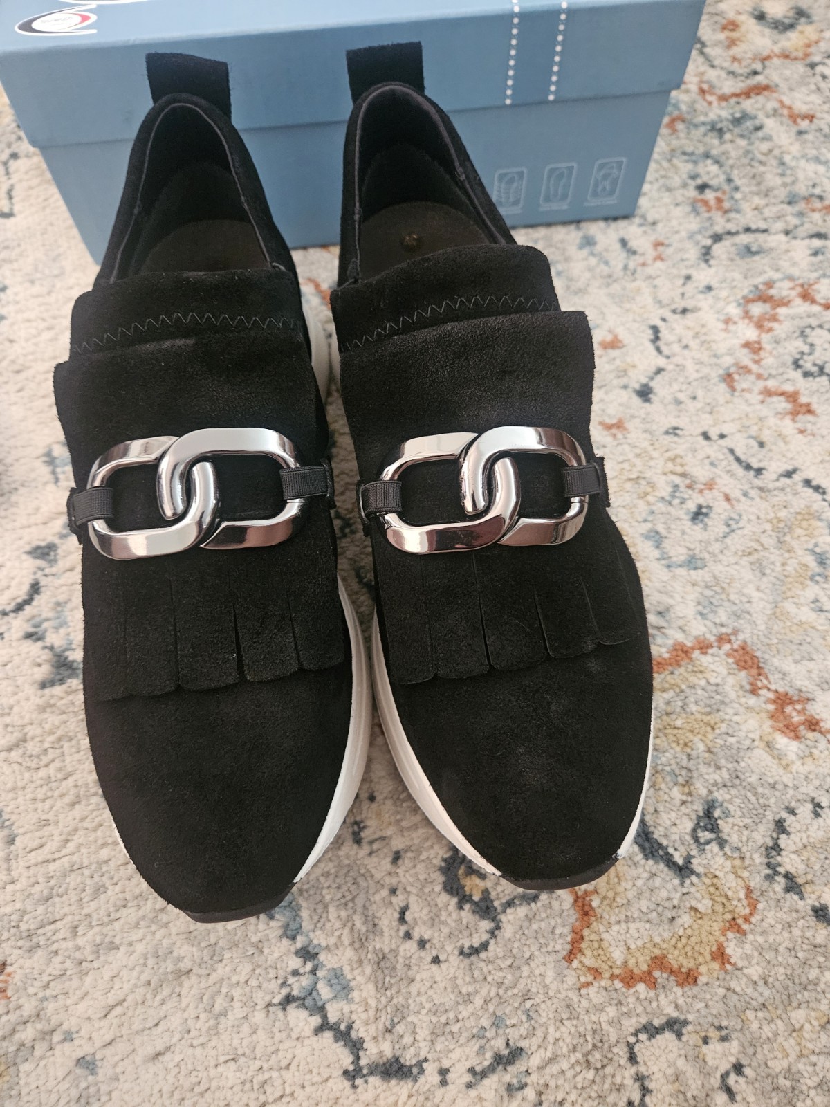 SoftWaves Arch Support Black Comfort Platform Slip-On Sneakers EU 40