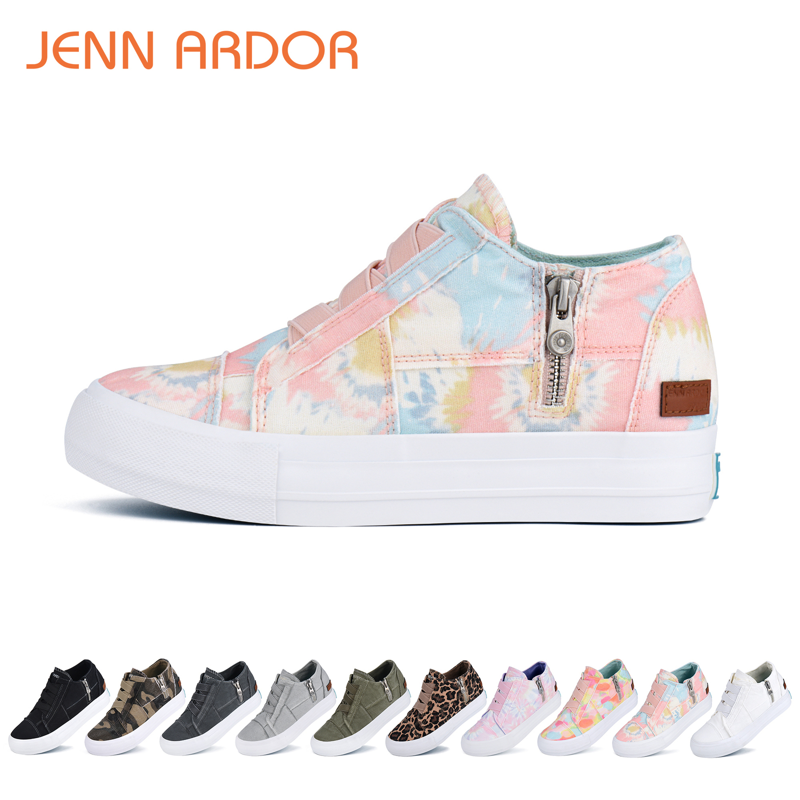 Womens Canvas Shoes Low Top Fashion Hidden Wedge Sneakers Slip on Walking Shoe