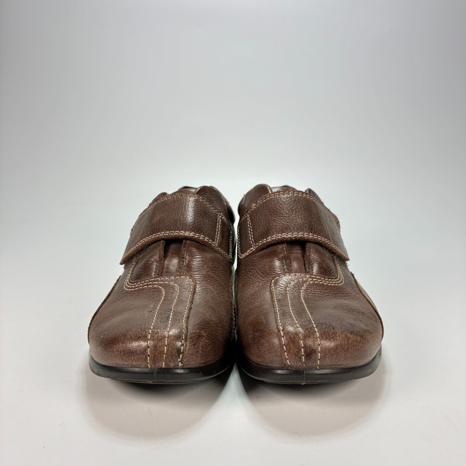 ECCO Wave Munk Brown Leather Comfort Casual Loafers Shoes Womens Sz US 7.5 EU 38