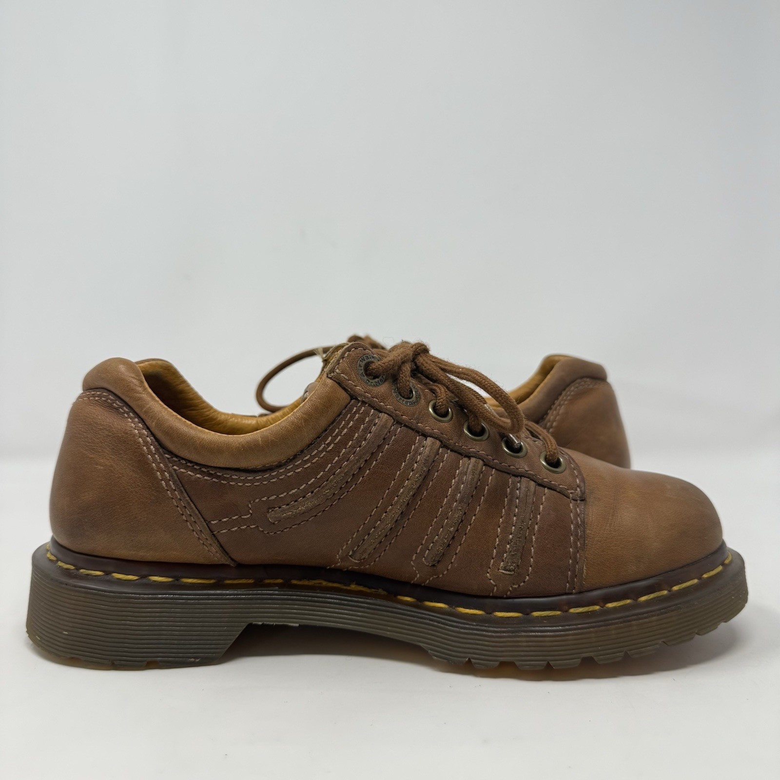 Y2K Dr Martens Chunky Oxford Shoes Brown Leather 12037 Womens Size US 7 UK 5