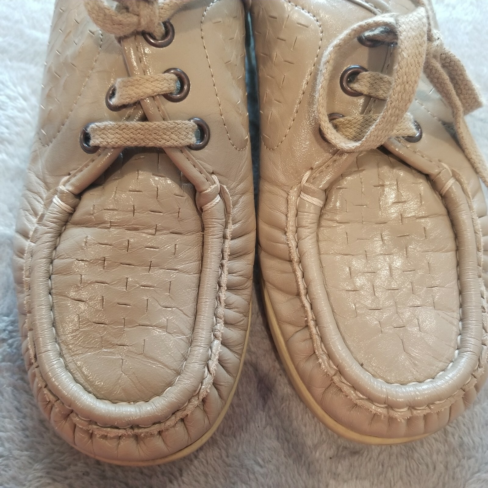 Genuine SAS Womens Handsewn Leather Lace Up Loafer Shoes Tan Casual Made in USA