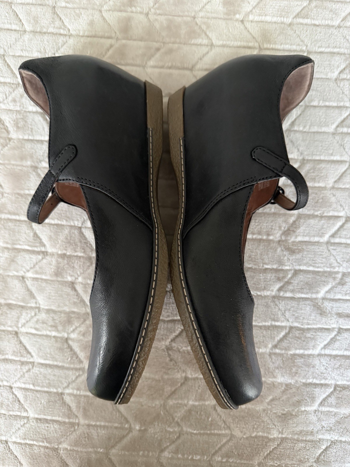 Dansko Black Loralie Leather Mary Jane Hidden Wedge Shoe Women 39 US 8.5-9